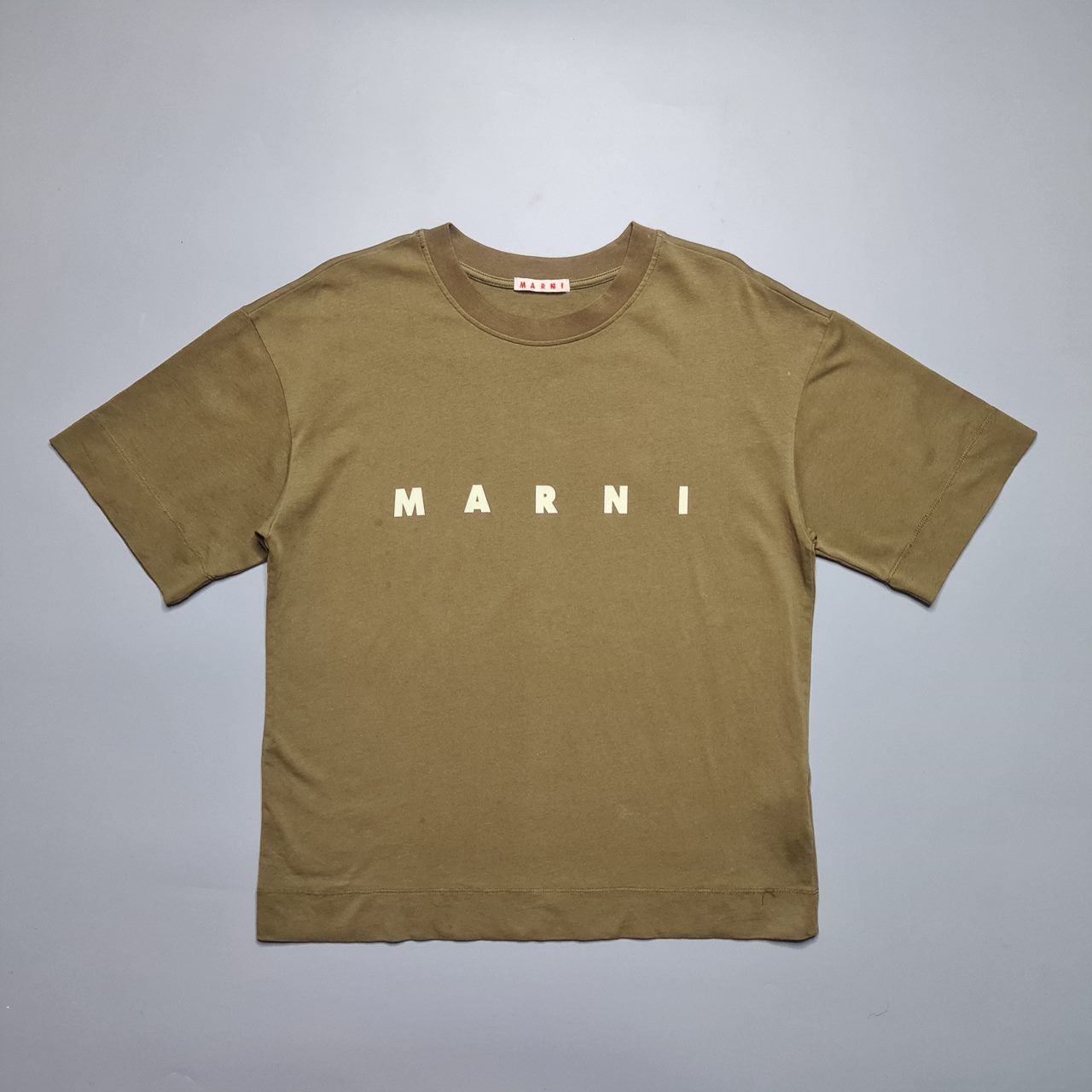 image of Marni - Logo Printed Oversized T-Shirt in Olive, Women's (Size XS)