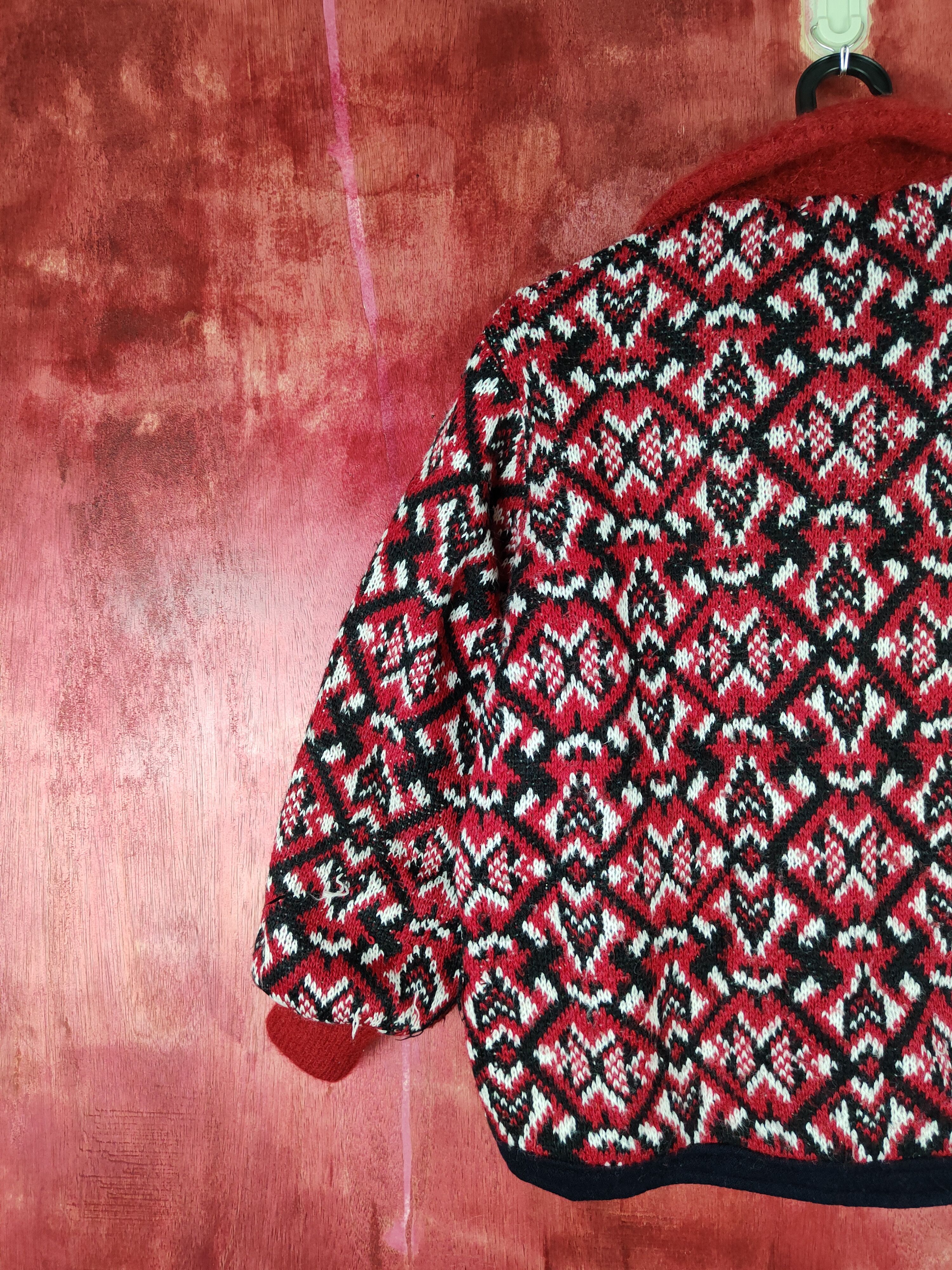 Homespun Knitwear Seven Three Red Black Knitwear Kid Sweater#241B Size S / US 4 / IT 40 - 8 Thumbnail