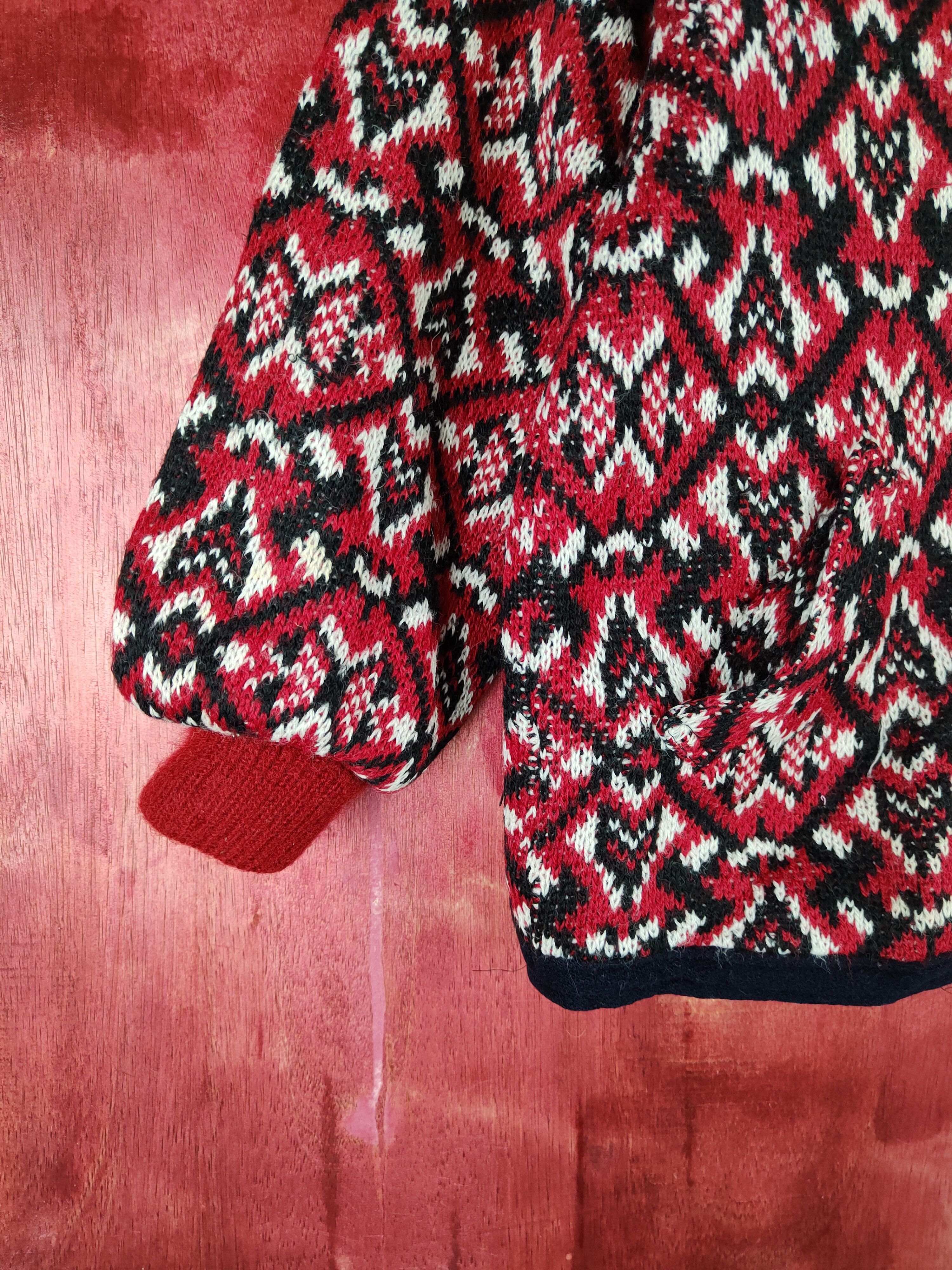 Homespun Knitwear Seven Three Red Black Knitwear Kid Sweater#241B Size S / US 4 / IT 40 - 4 Thumbnail