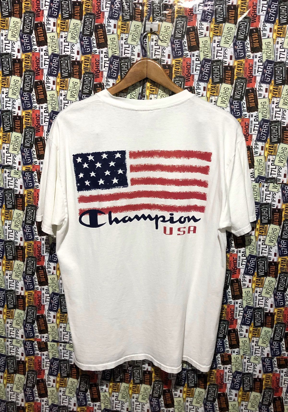 Champion × Vintage Champion Design Big American Flag Hip Hop Style T shirt Size US L / EU 52-54 / 3 - 1 Thumbnail