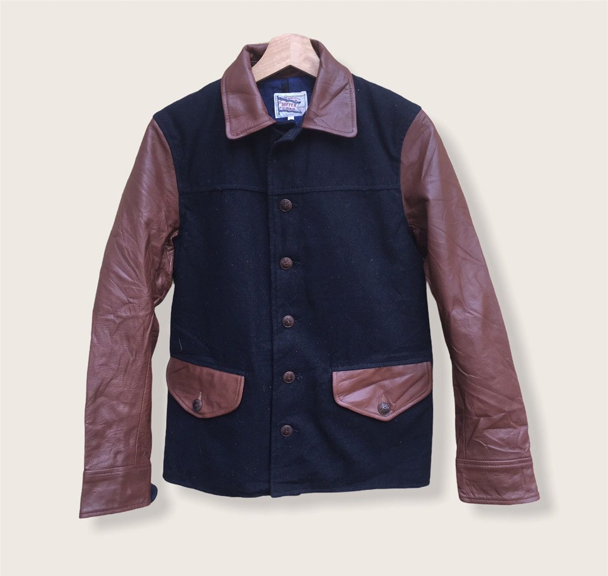Japanese Brand Japanese Wool Leather Sleeve Light Jacket Size US S / EU 44-46 / 1 - 1 Thumbnail