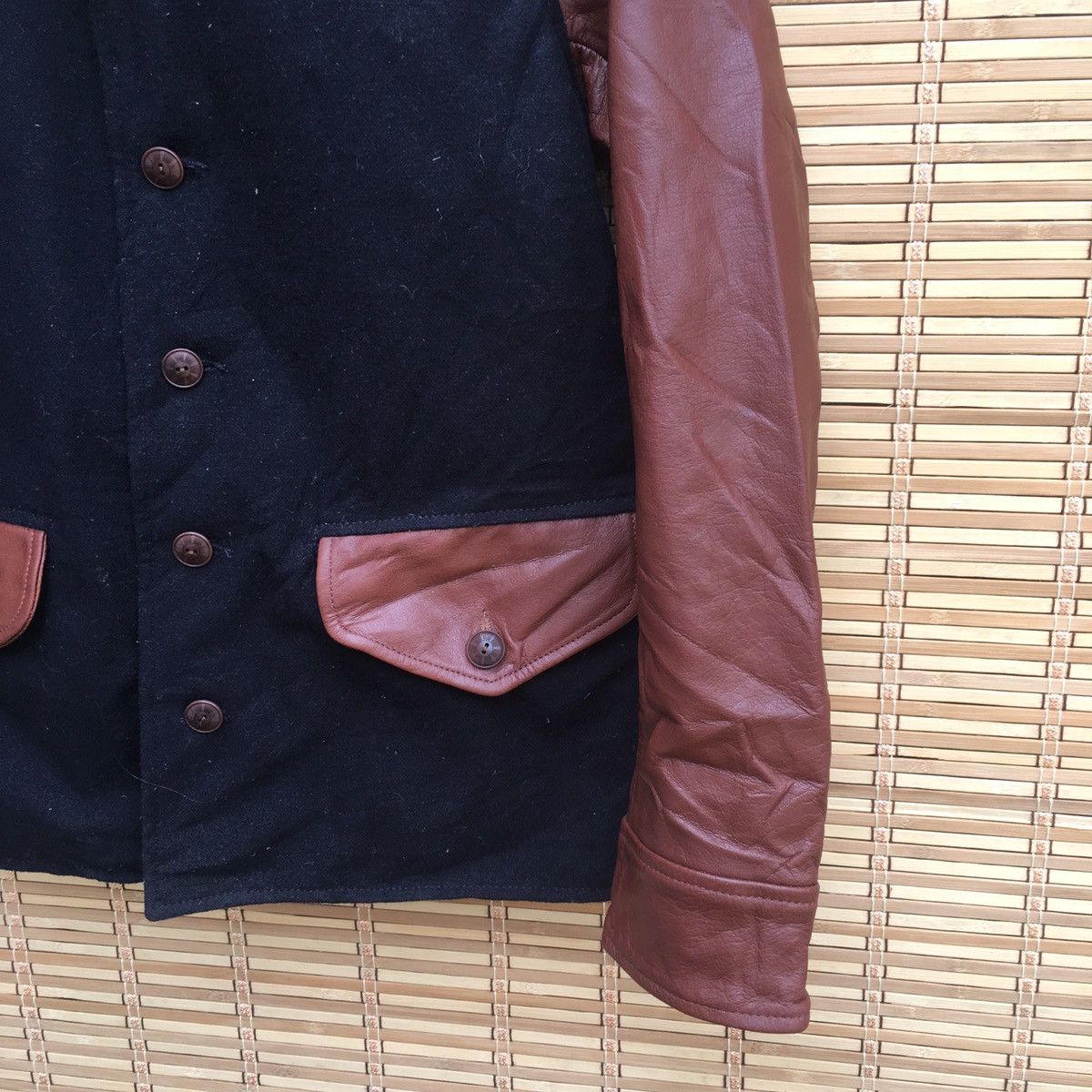 Japanese Brand Japanese Wool Leather Sleeve Light Jacket Size US S / EU 44-46 / 1 - 4 Thumbnail