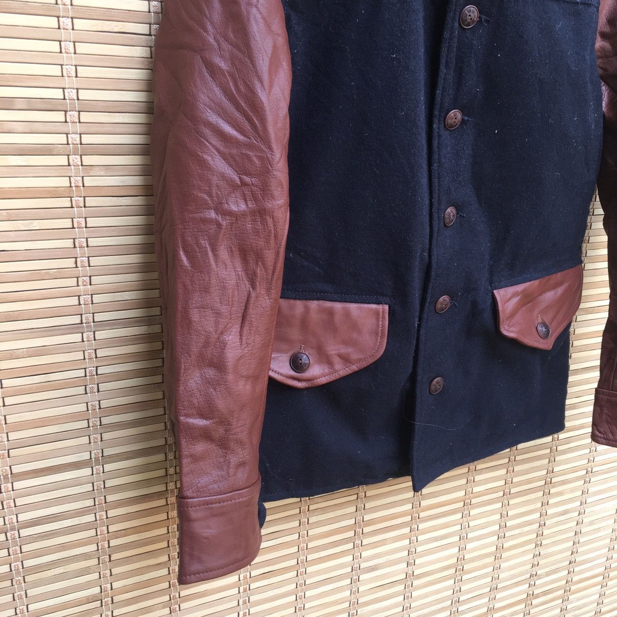 Japanese Brand Japanese Wool Leather Sleeve Light Jacket Size US S / EU 44-46 / 1 - 3 Thumbnail