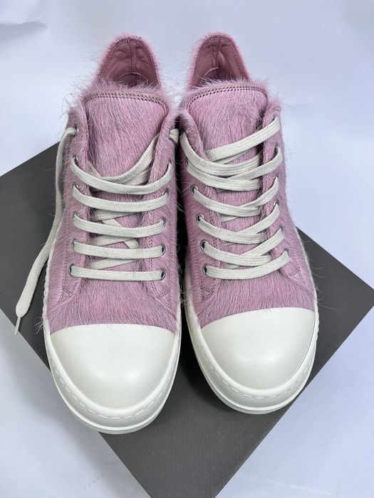 Rick Owens RICK OWENS DIRTY PINK PONY HAIR LOW SNEAKERS Grailed