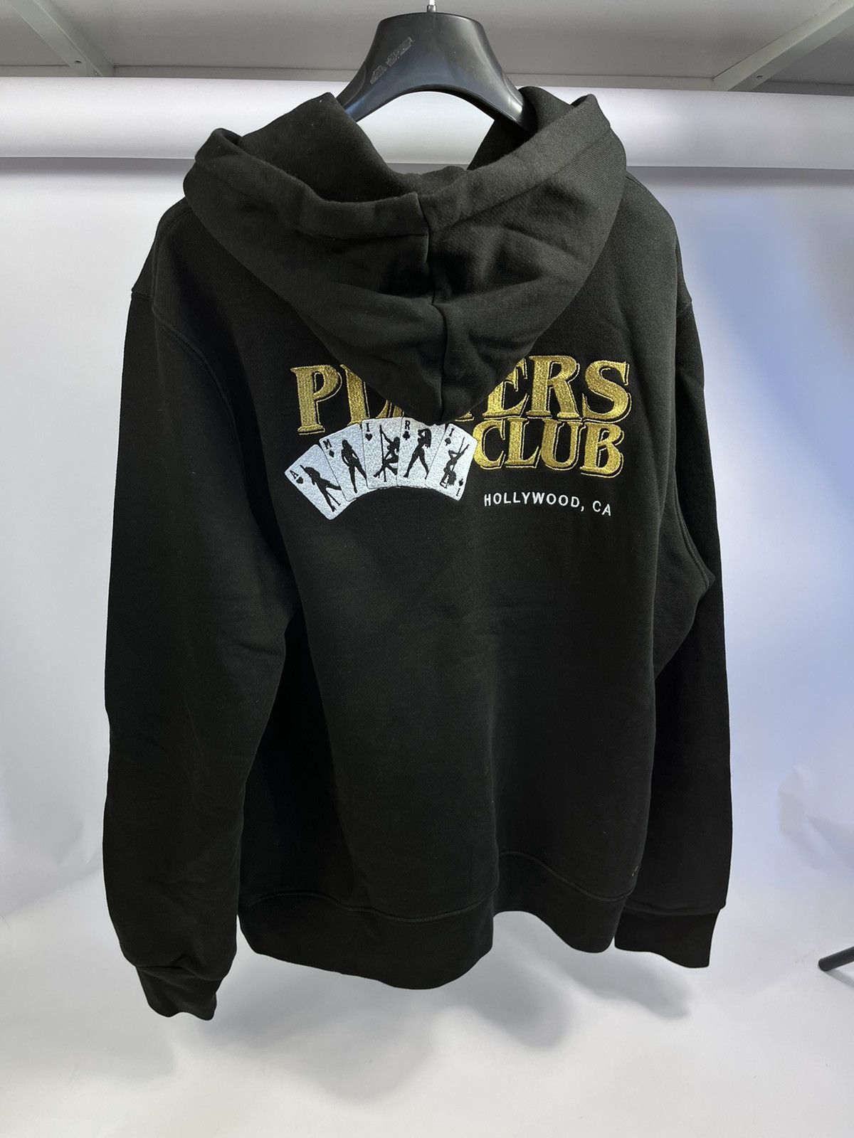 image of Amiri Players Club Embroidered Oversized Hoodie in Black, Men's (Size Large)