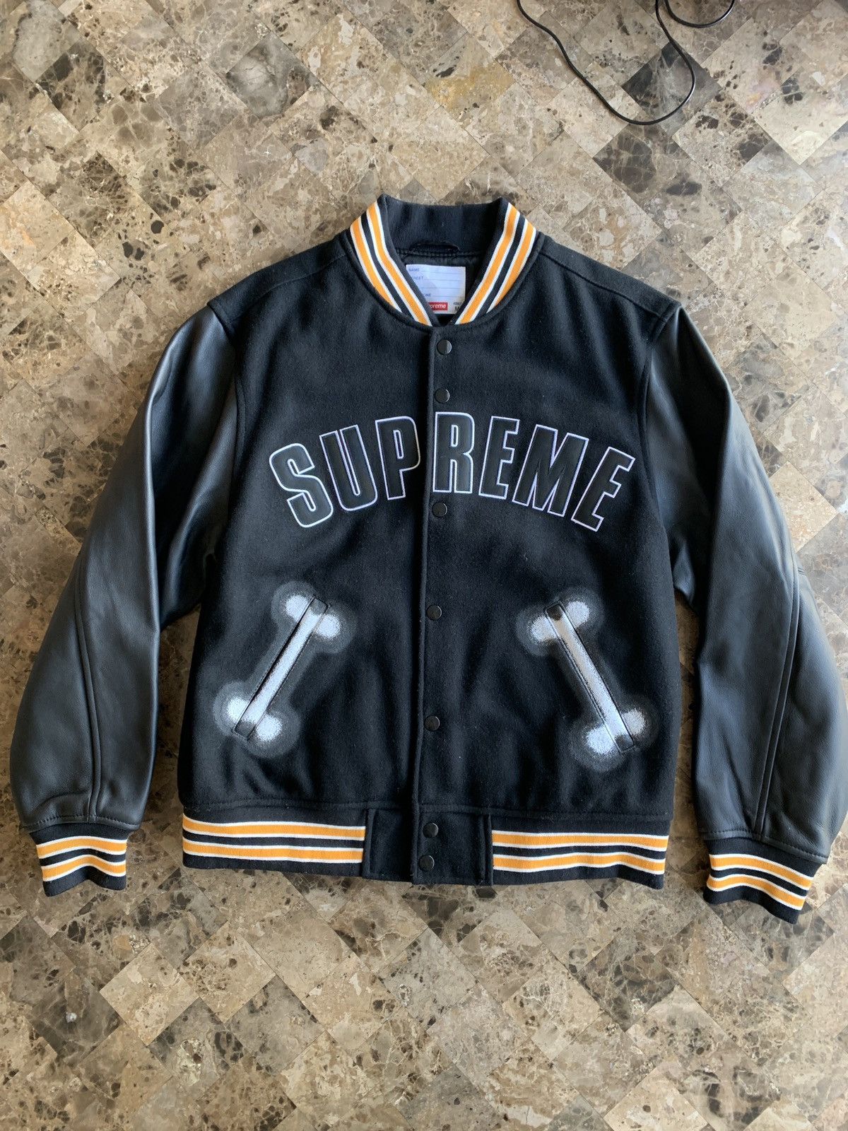 Supreme Supreme Bone Varsity Jacket SANCHEETO Size US M / EU 48-50 / 2 - 8 Thumbnail