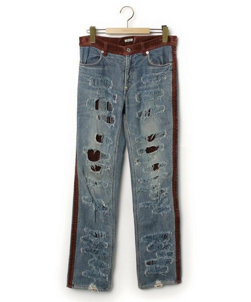 Jun Takahashi Undercover Velvet Destroyed Denim Size US 27 - 1 Thumbnail