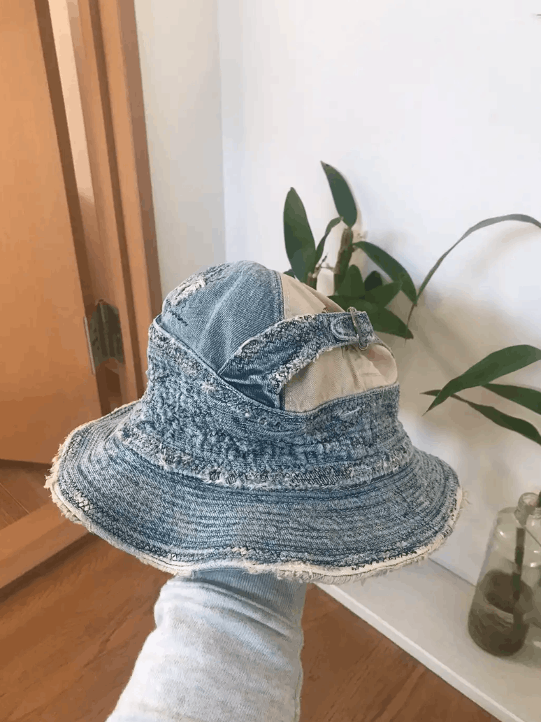 Kapital × Kapital Kountry 11.5oz Denim Old Man And Sea Bucket Hat (Crash Remake). Size ONE SIZE - 20 Thumbnail