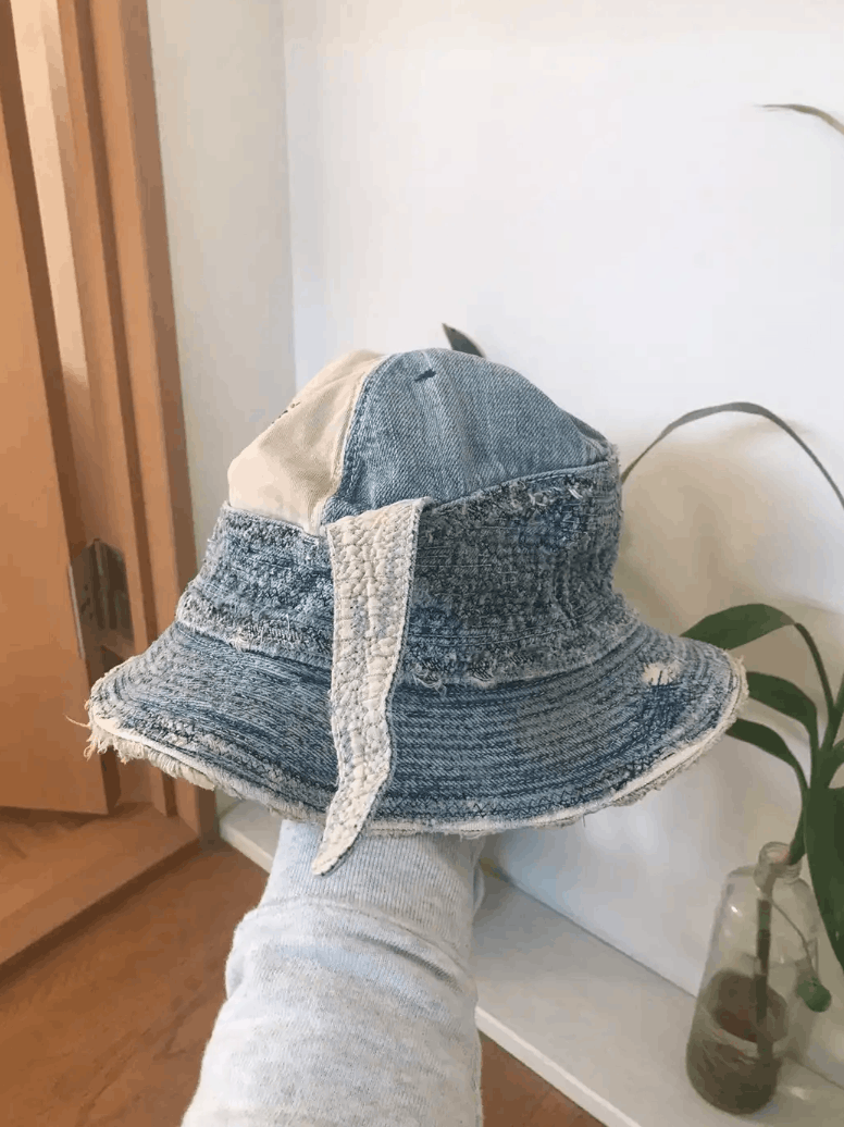 Kapital × Kapital Kountry 11.5oz Denim Old Man And Sea Bucket Hat (Crash Remake). Size ONE SIZE - 18 Thumbnail