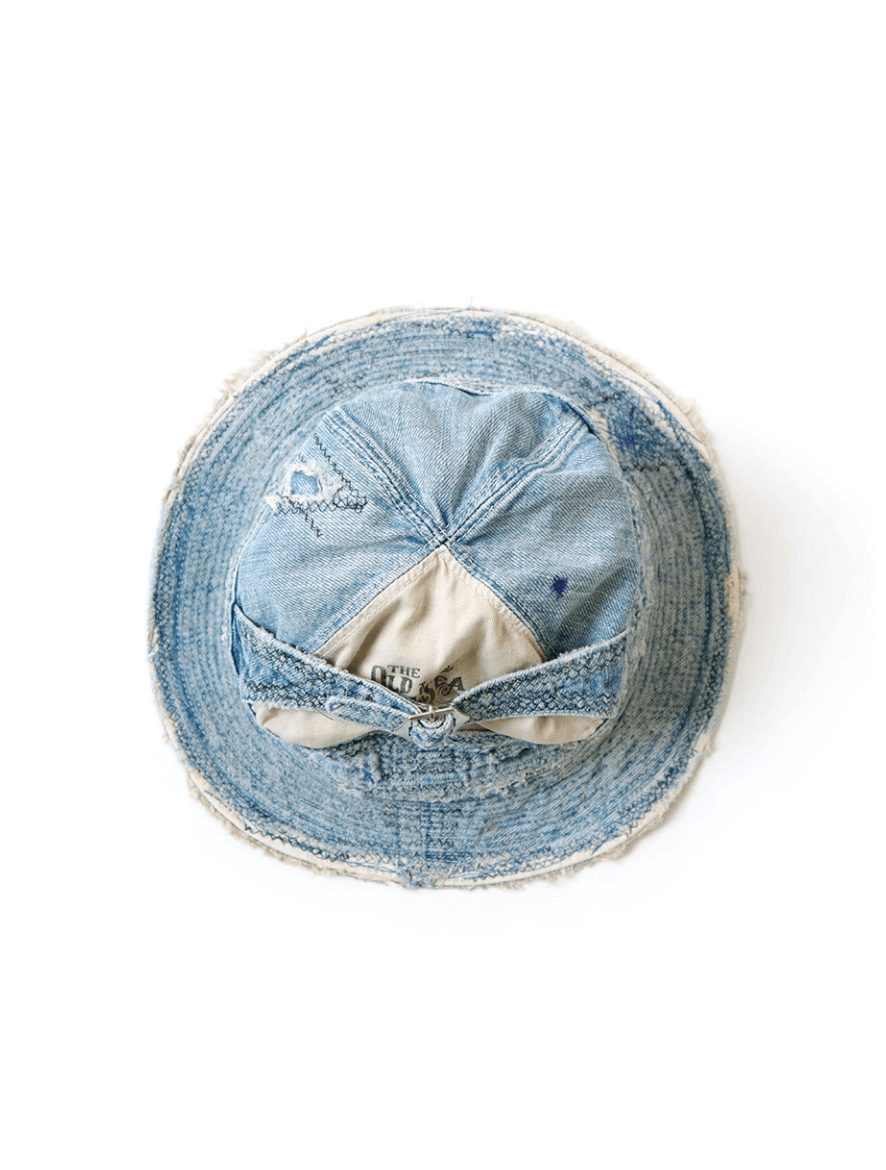 Kapital × Kapital Kountry 11.5oz Denim Old Man And Sea Bucket Hat (Crash Remake). Size ONE SIZE - 5 Thumbnail