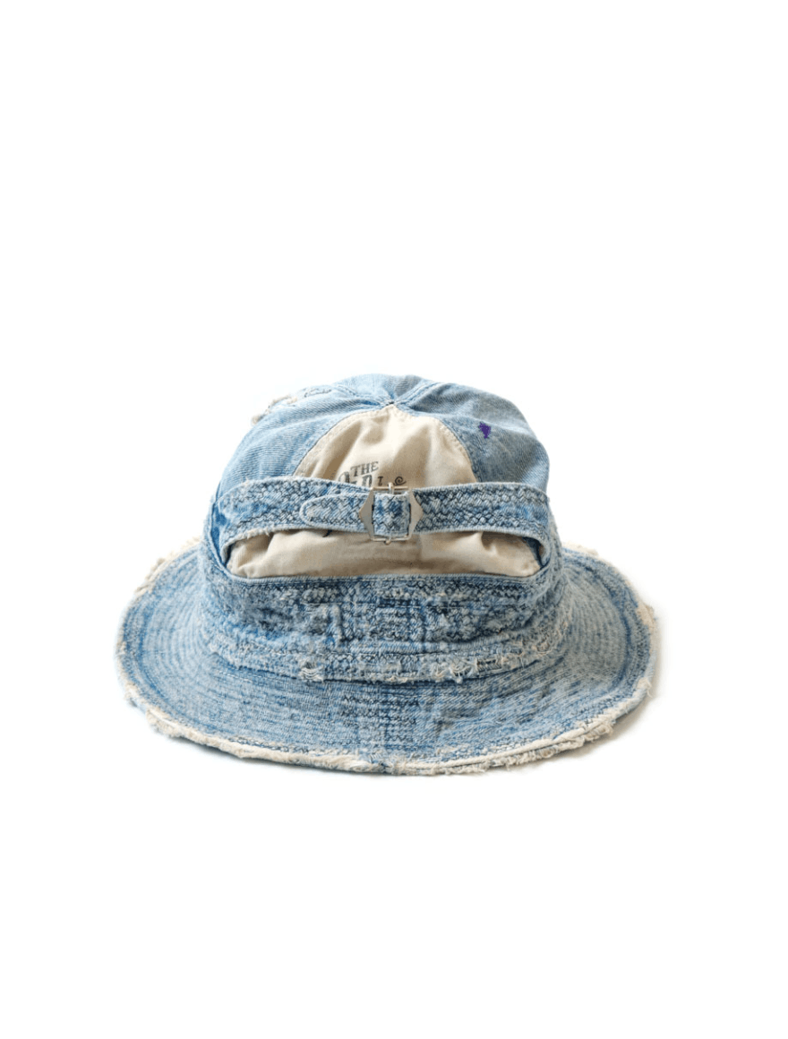 Kapital × Kapital Kountry 11.5oz Denim Old Man And Sea Bucket Hat (Crash Remake). Size ONE SIZE - 4 Thumbnail