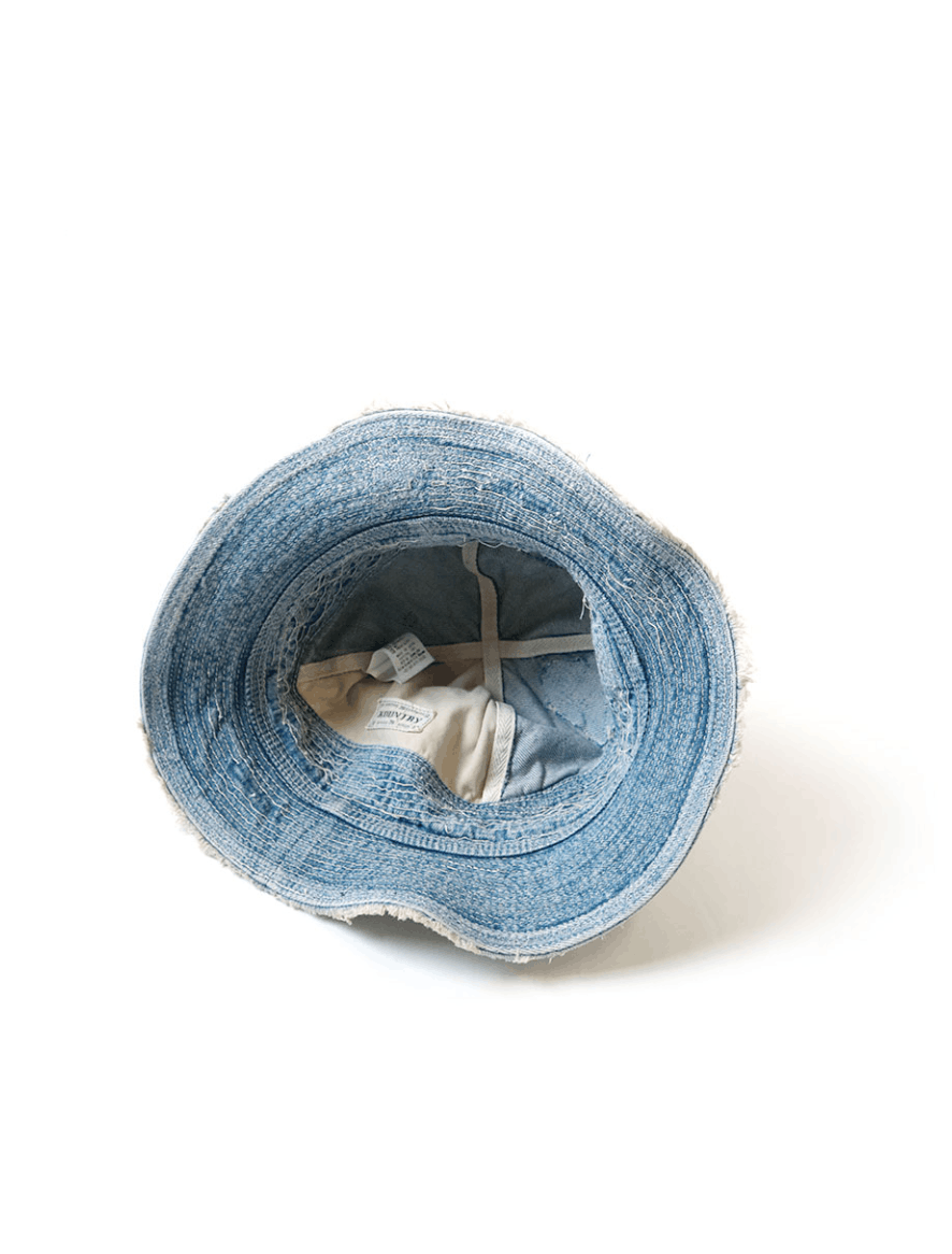 Kapital × Kapital Kountry 11.5oz Denim Old Man And Sea Bucket Hat (Crash Remake). Size ONE SIZE - 6 Thumbnail