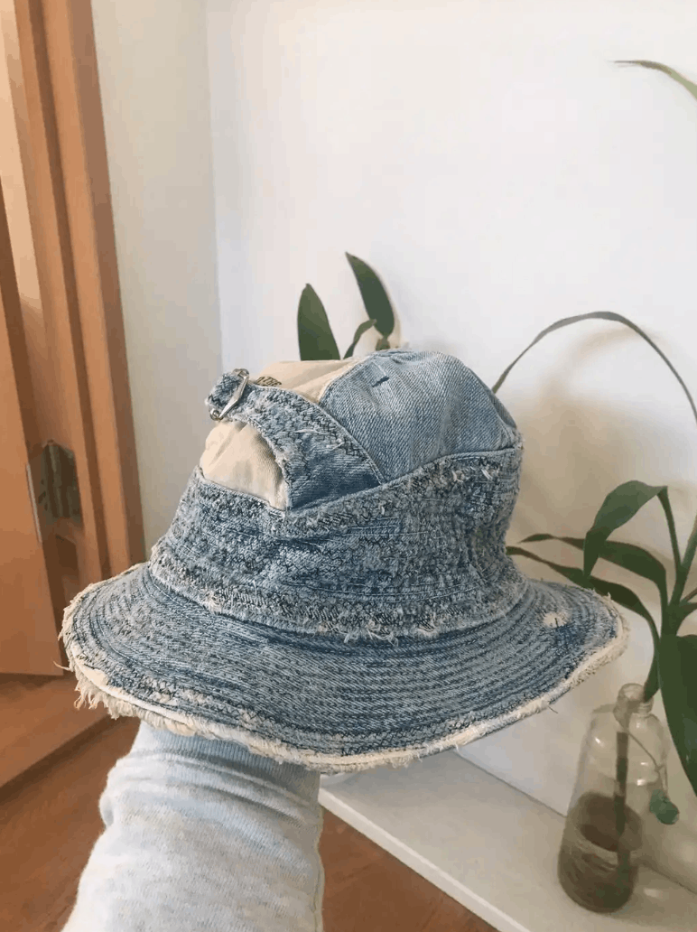 Kapital × Kapital Kountry 11.5oz Denim Old Man And Sea Bucket Hat (Crash Remake). Size ONE SIZE - 16 Thumbnail