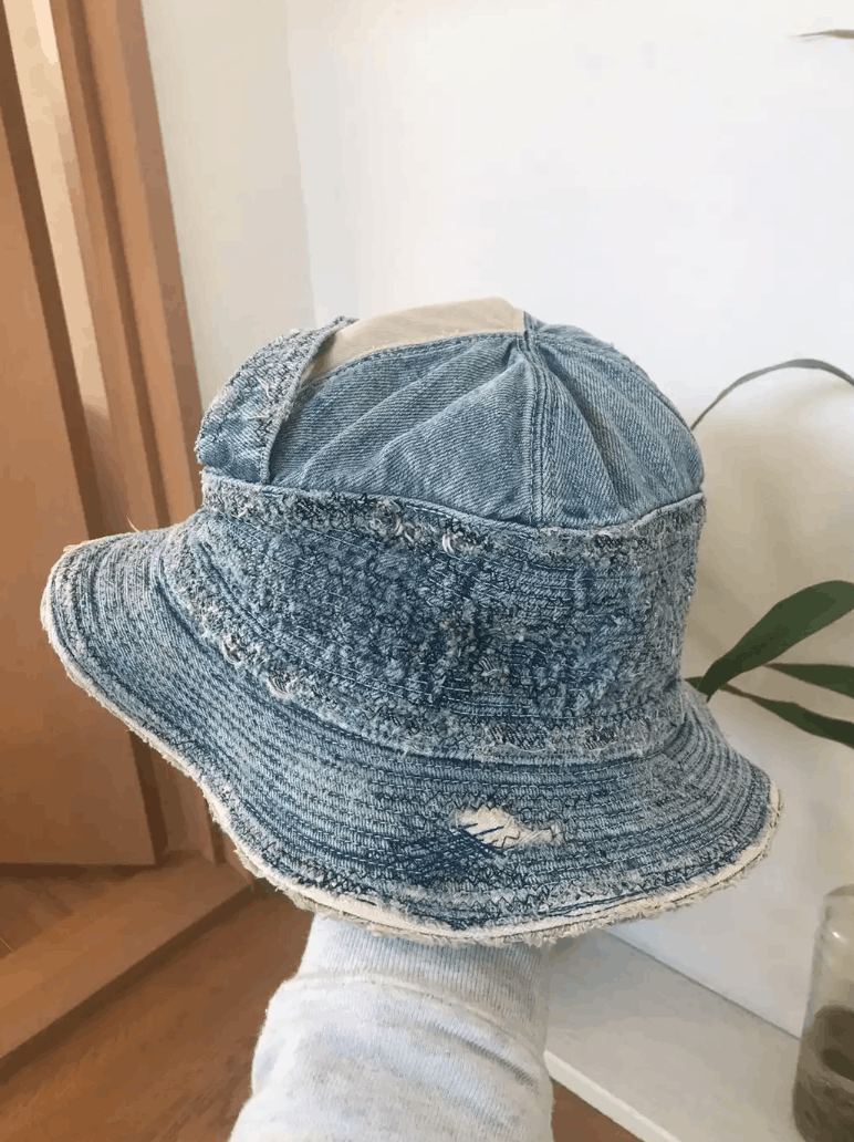 Kapital × Kapital Kountry 11.5oz Denim Old Man And Sea Bucket Hat (Crash Remake). Size ONE SIZE - 17 Thumbnail
