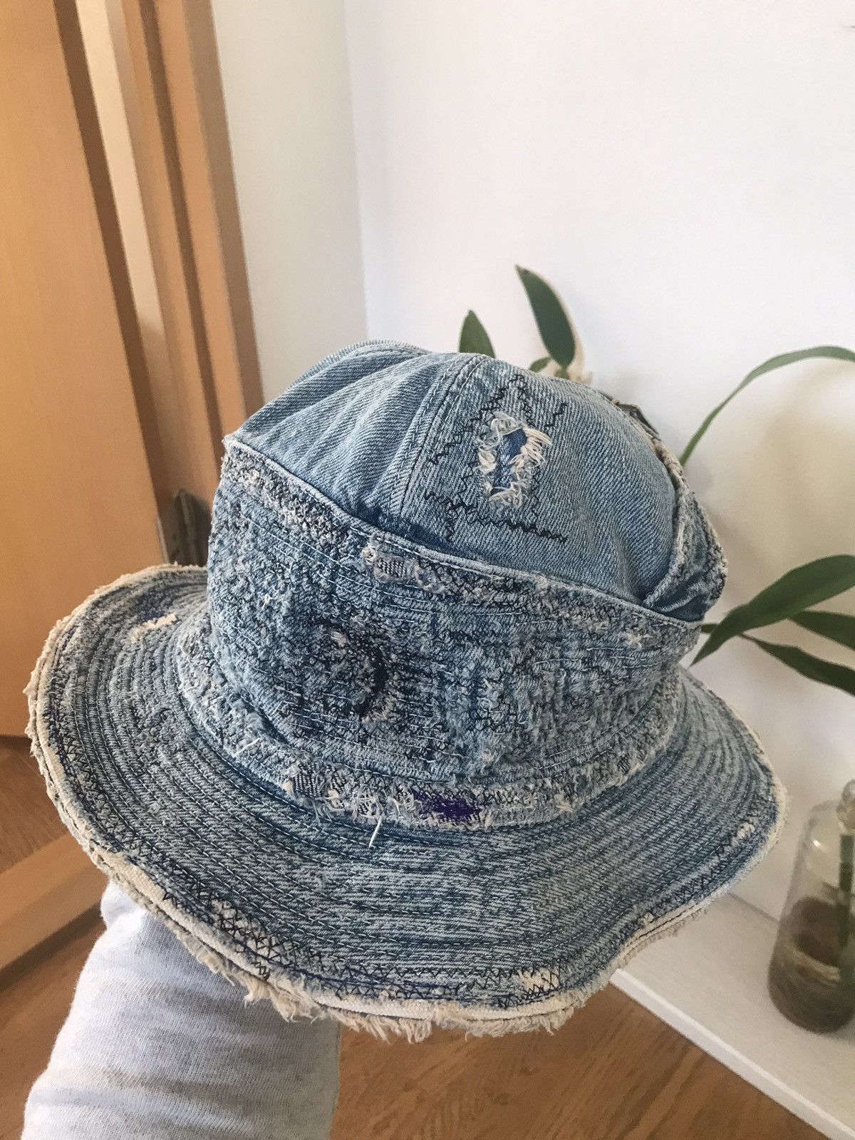 Kapital × Kapital Kountry 11.5oz Denim Old Man And Sea Bucket Hat (Crash Remake). Size ONE SIZE - 9 Thumbnail
