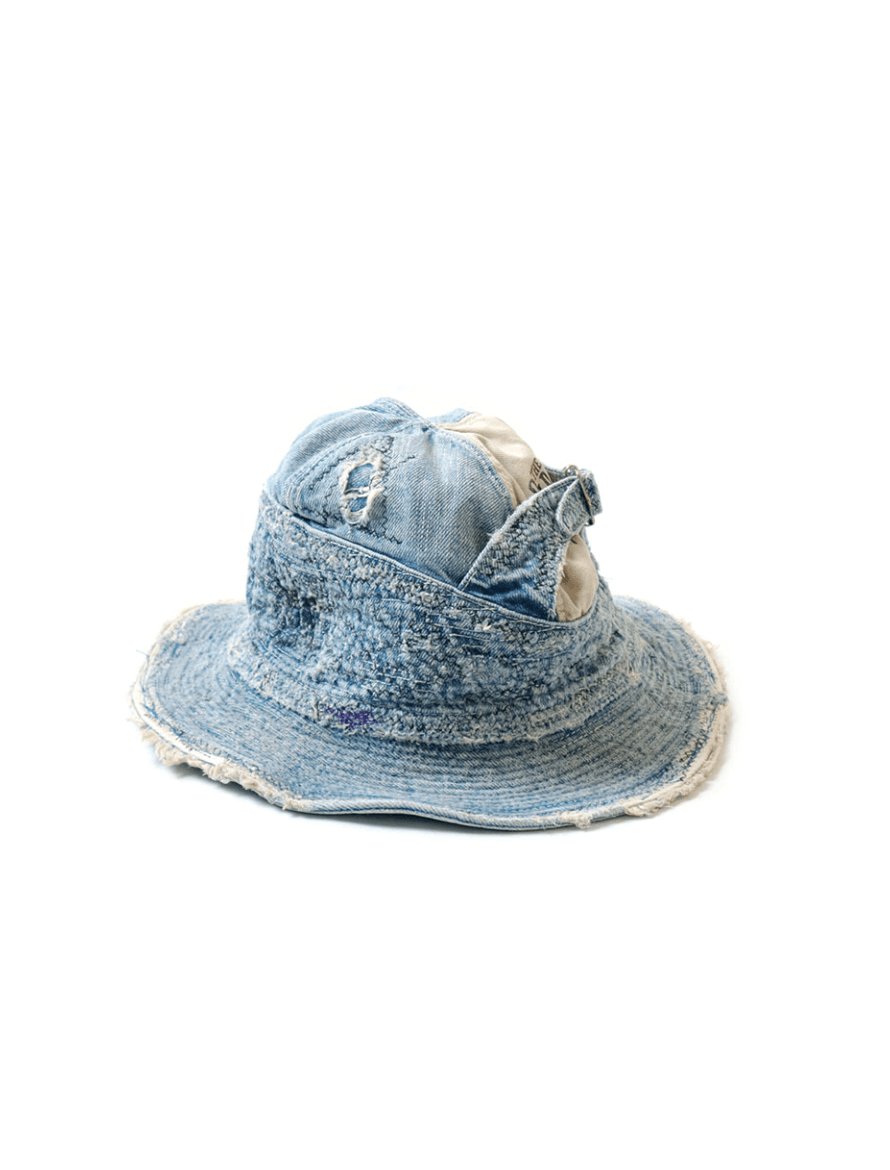 Kapital × Kapital Kountry 11.5oz Denim Old Man And Sea Bucket Hat (Crash Remake). Size ONE SIZE - 3 Thumbnail