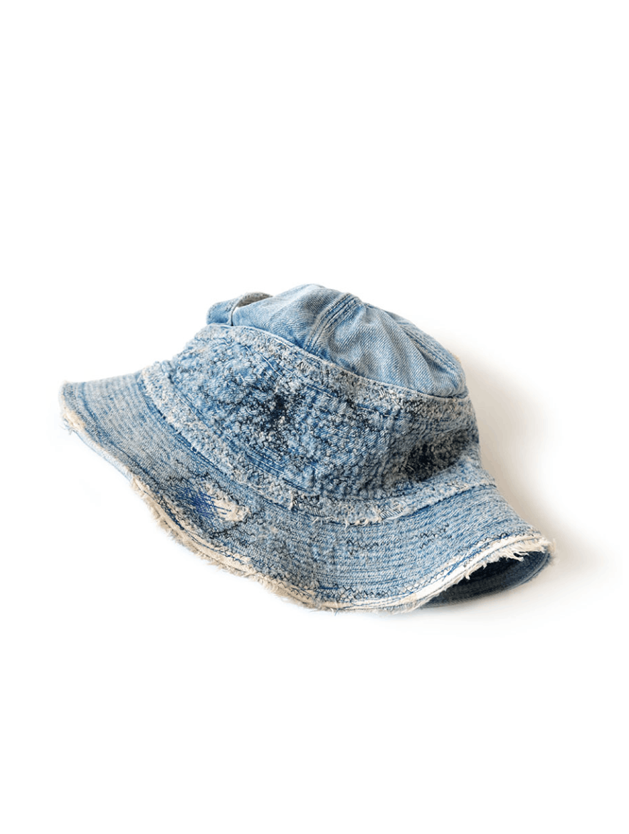 Kapital × Kapital Kountry 11.5oz Denim Old Man And Sea Bucket Hat (Crash Remake). Size ONE SIZE - 7 Thumbnail