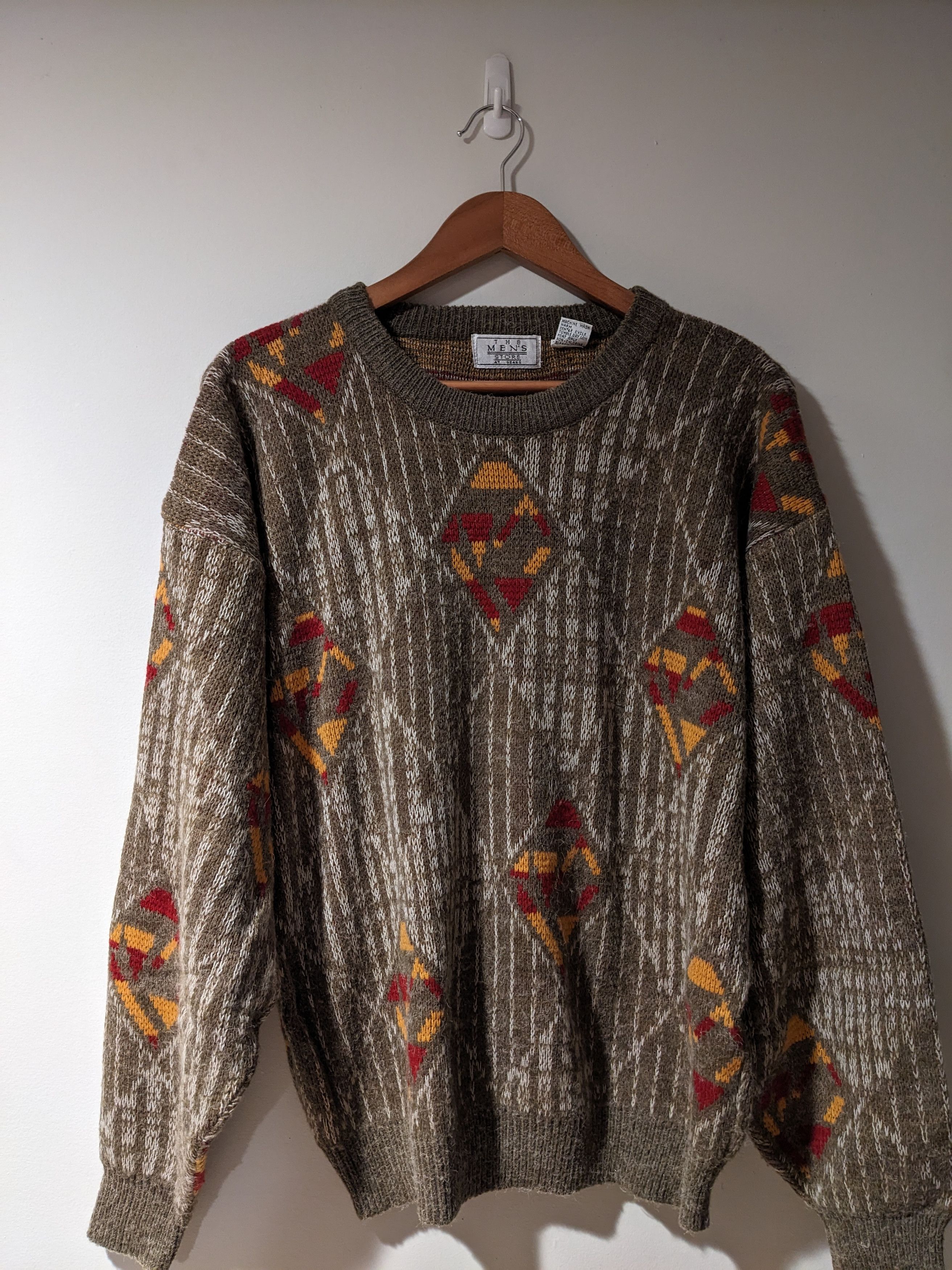 Vintage 70s Steeplechase men's sweater grunge xl 2024 fuzzy Kurt Cobain brown