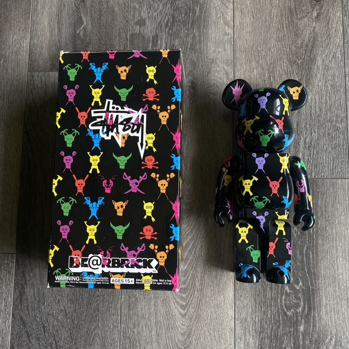 Stussy Stussy x Bearbrick x Futura Medicom 400% Skull Design Rare | Grailed