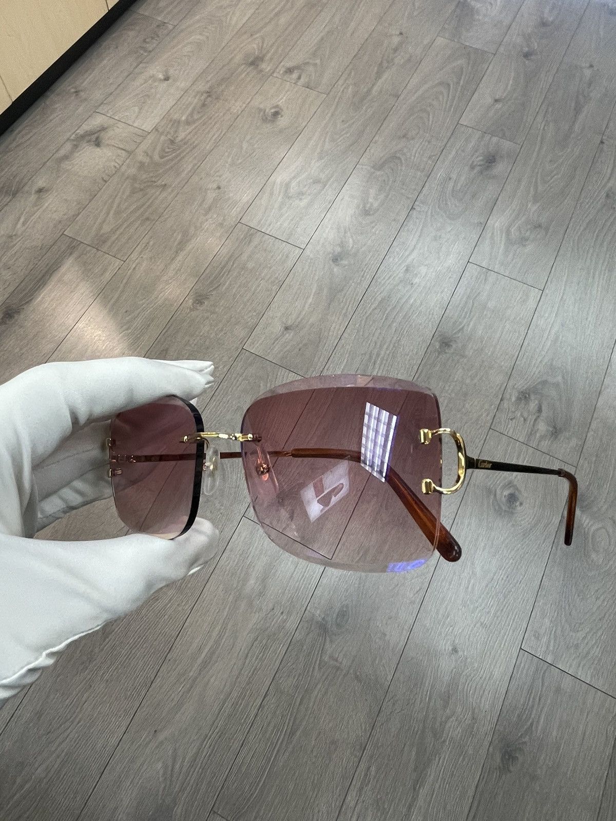 Cartier Cartier Big C Decor Gold Sunglasses Diamond Cut Lenses Size ONE SIZE - 2 Thumbnail