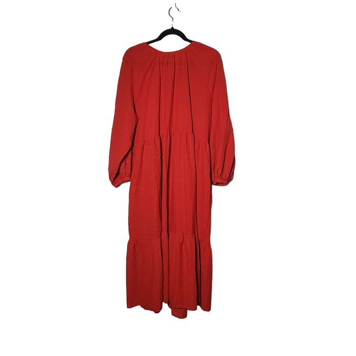 Old Navy Old Navy Tiered Long Sleeve Seersucker All Day Midi Dress ...