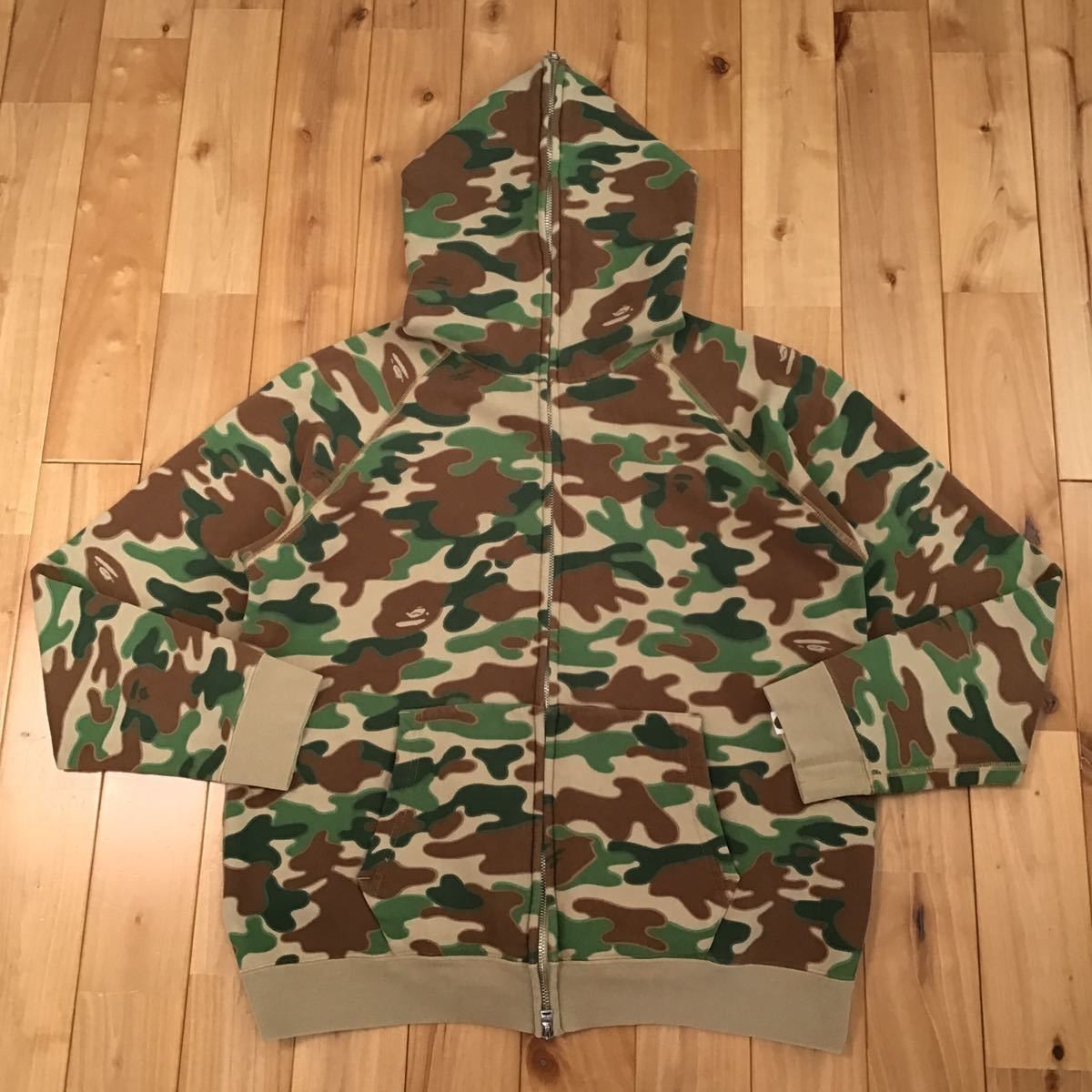image of Bape Puzzle Camo Full Zip Hoodie in Green Camo, Men's (Size Medium)