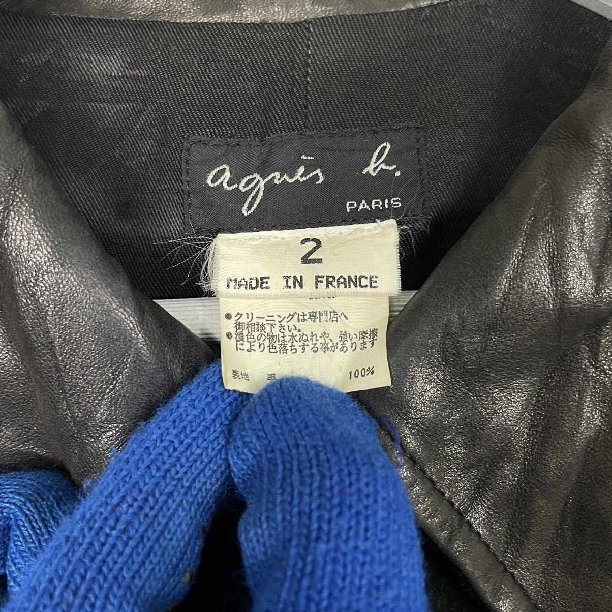 Designer × Vintage × agnes b. 💥90s AGNES B WOOL BUTTON JACKET LEATHER COLLAR Size US M / EU 48-50 / 2 - 9 Thumbnail