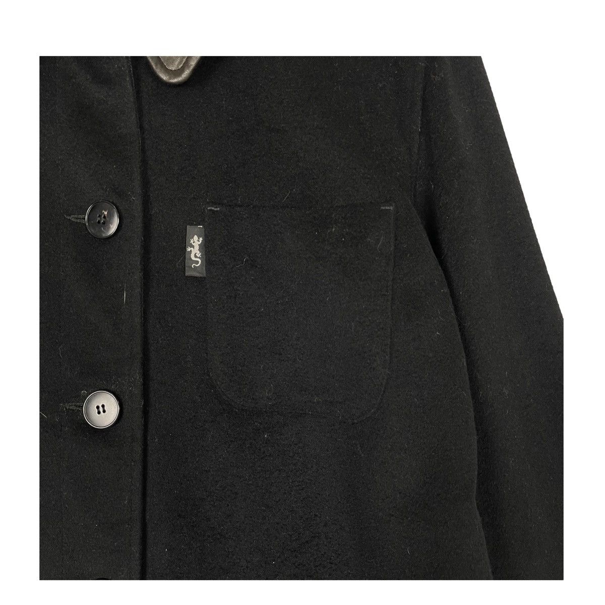 Designer × Vintage × agnes b. 💥90s AGNES B WOOL BUTTON JACKET LEATHER COLLAR Size US M / EU 48-50 / 2 - 5 Thumbnail