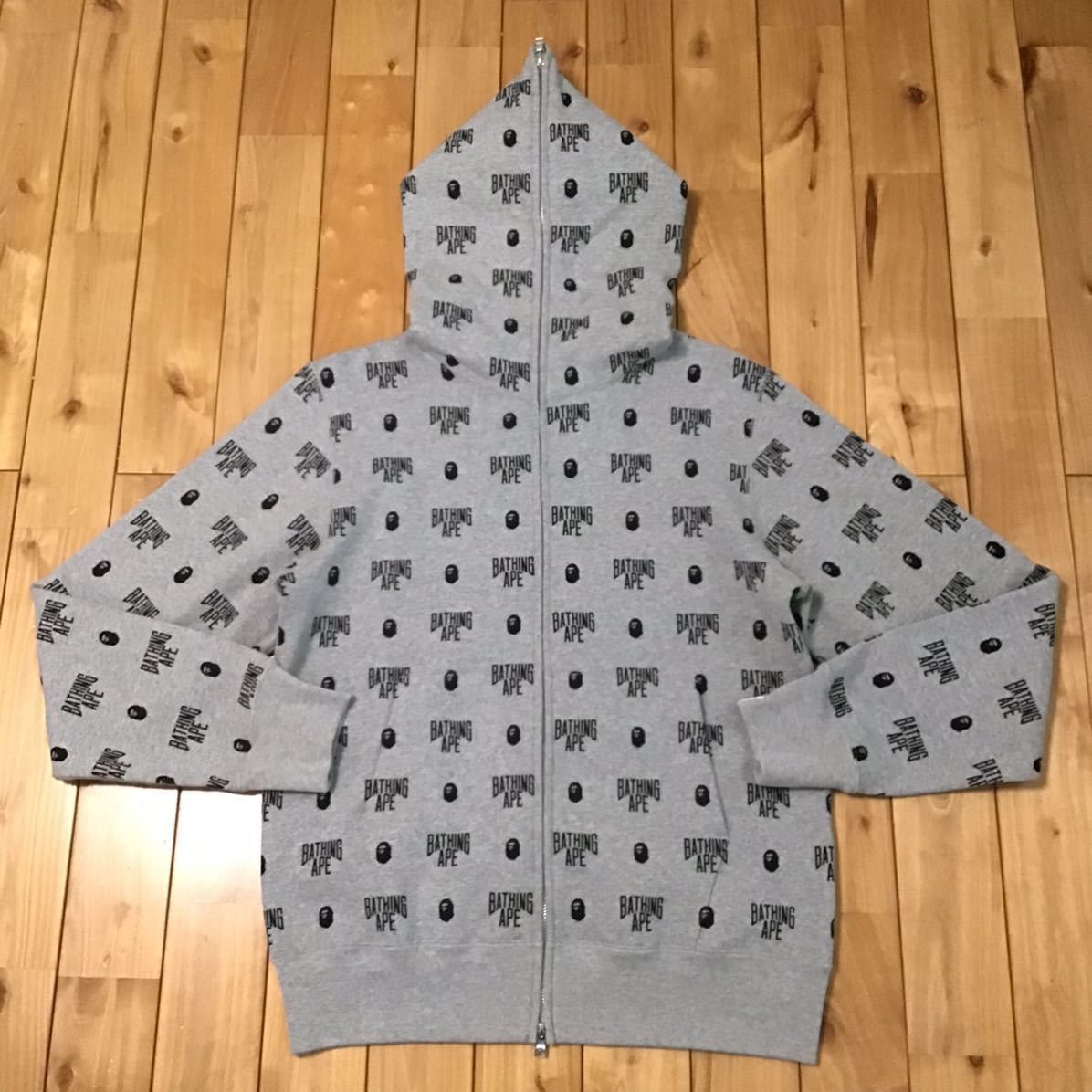 BAPE Monogram BAPE logo full zip hoodie gray