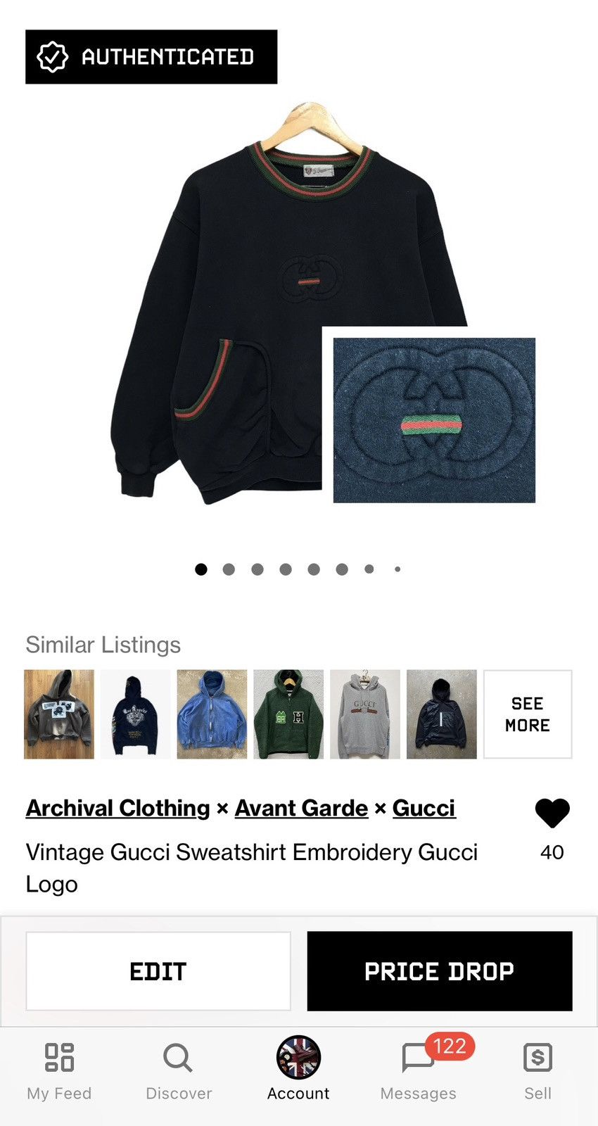 Gucci Vintage Gucci Sweatshirt Embroidery Gucci Logo Size US S / EU 44-46 / 1 - 14 Thumbnail