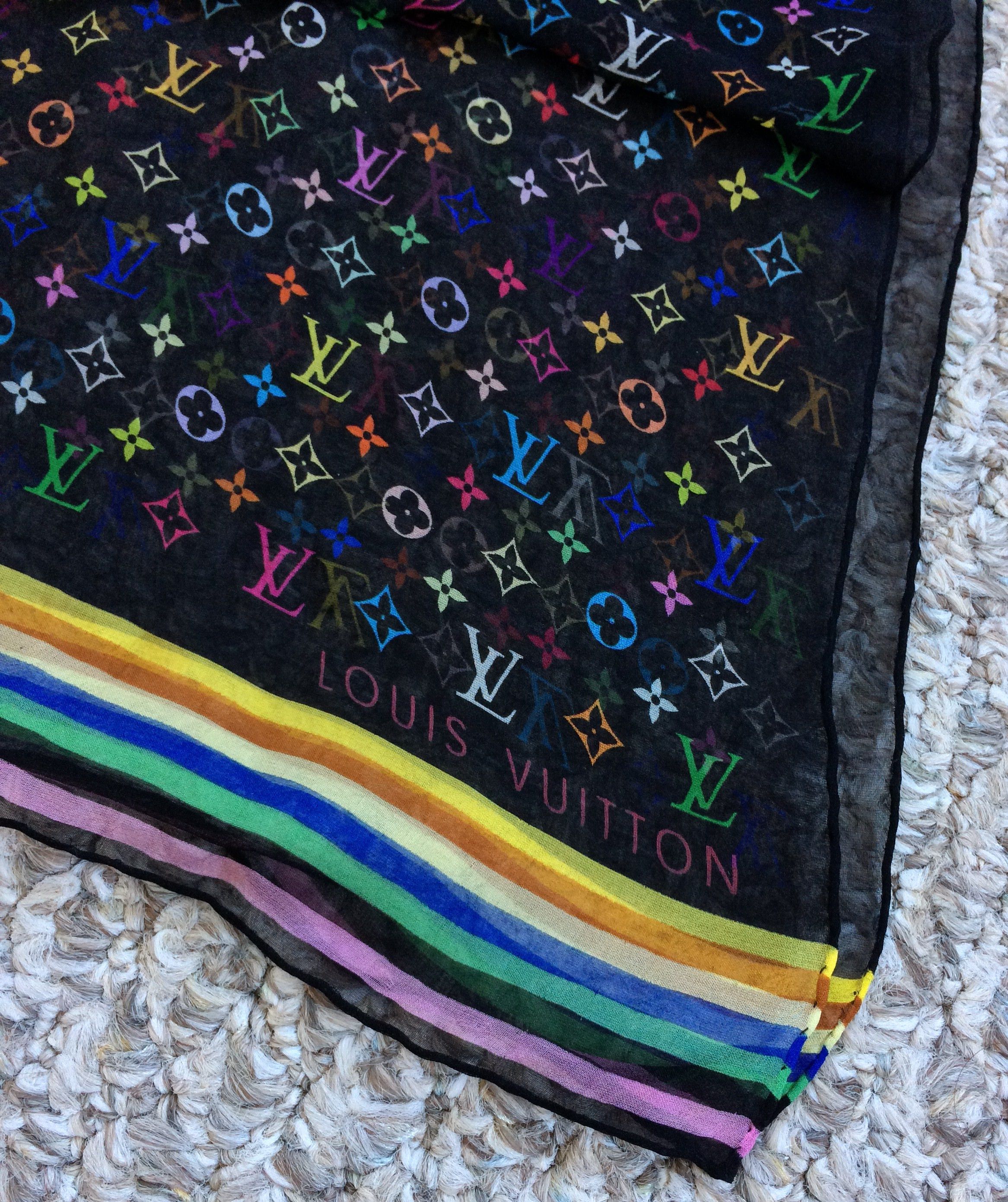 Louis Vuitton × Takashi Murakami S/S 2003 Louis Vuitton Murakami Monogram Silk Scarf Size ONE SIZE - 5 Thumbnail