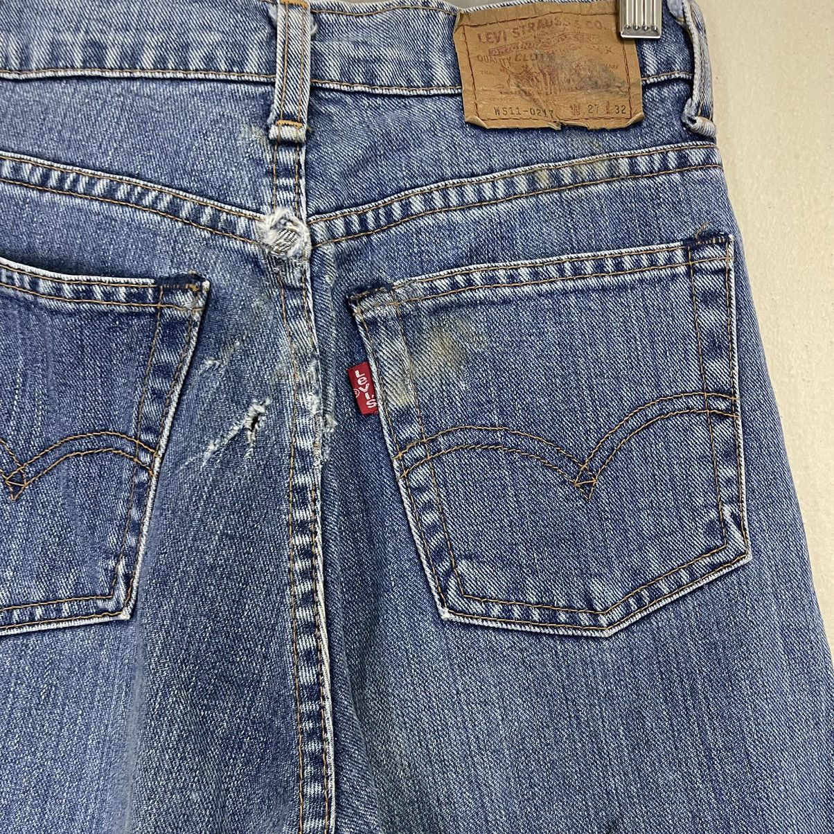 Levi's × Vintage 25x32 Vintage 90s Levis W511 Medium Blue Distressed Denim Size 25" / US 0 / IT 36 - 11 Thumbnail