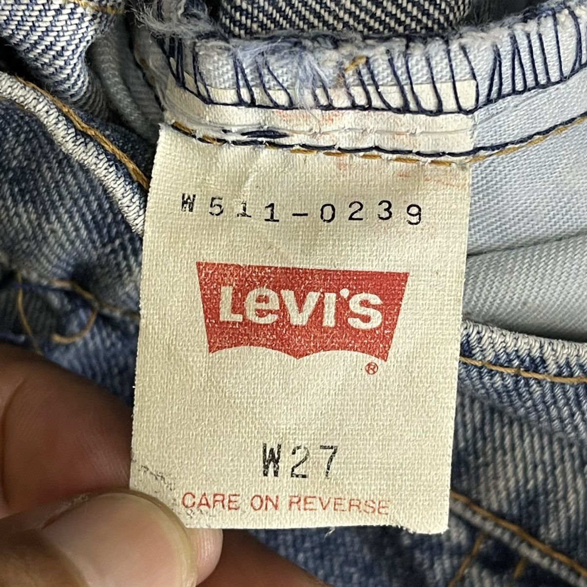 Levi's × Vintage 25x32 Vintage 90s Levis W511 Medium Blue Distressed Denim Size 25" / US 0 / IT 36 - 14 Thumbnail