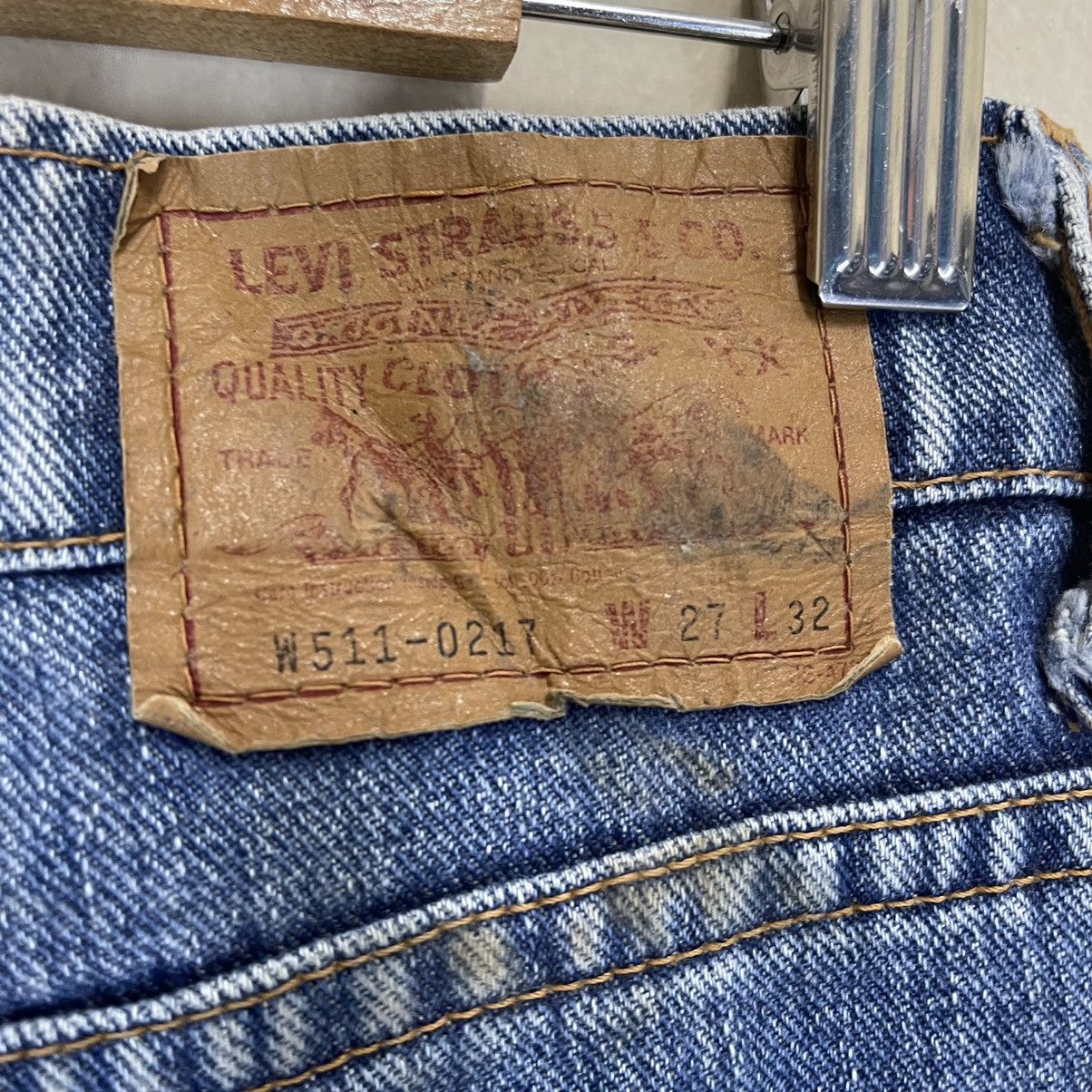 Levi's × Vintage 25x32 Vintage 90s Levis W511 Medium Blue Distressed Denim Size 25" / US 0 / IT 36 - 12 Thumbnail