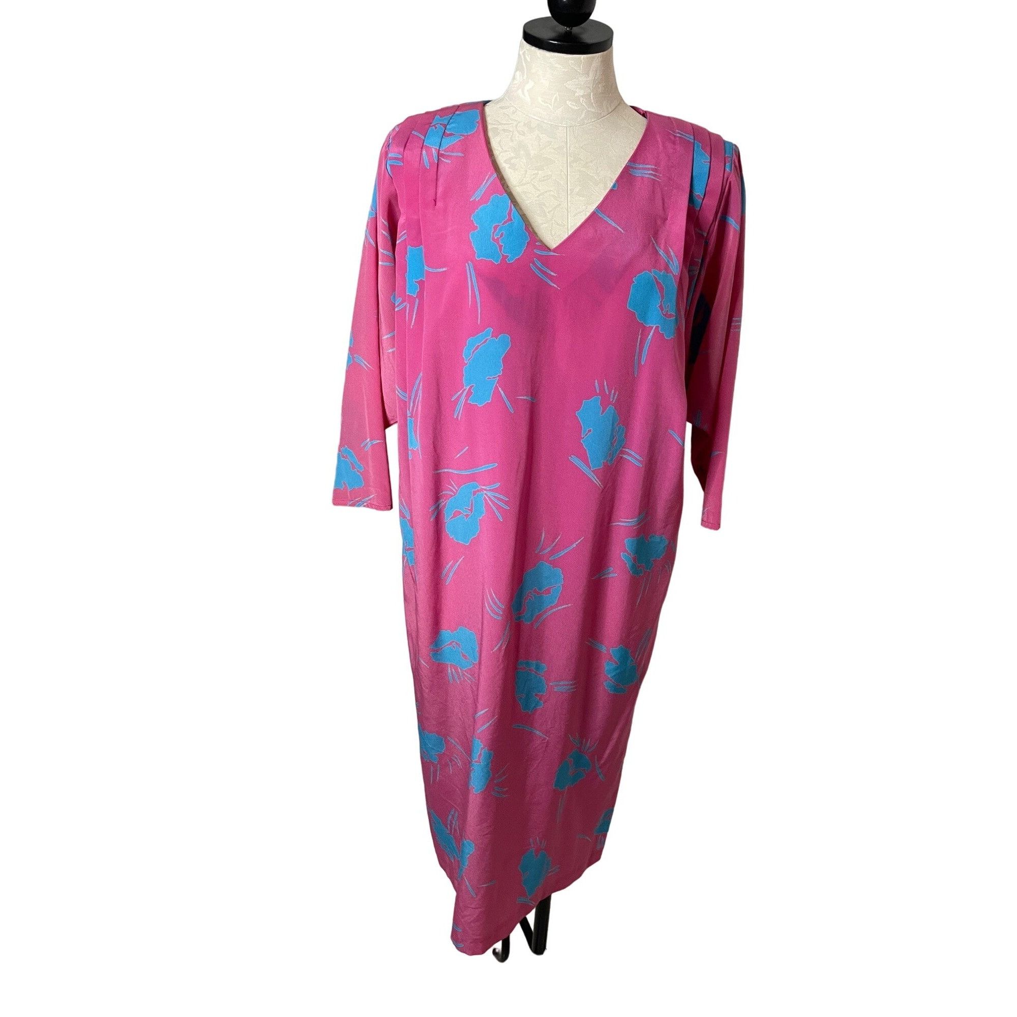 Secrets Vintage Womens Midi Shift Dress Size Large Pink Blue