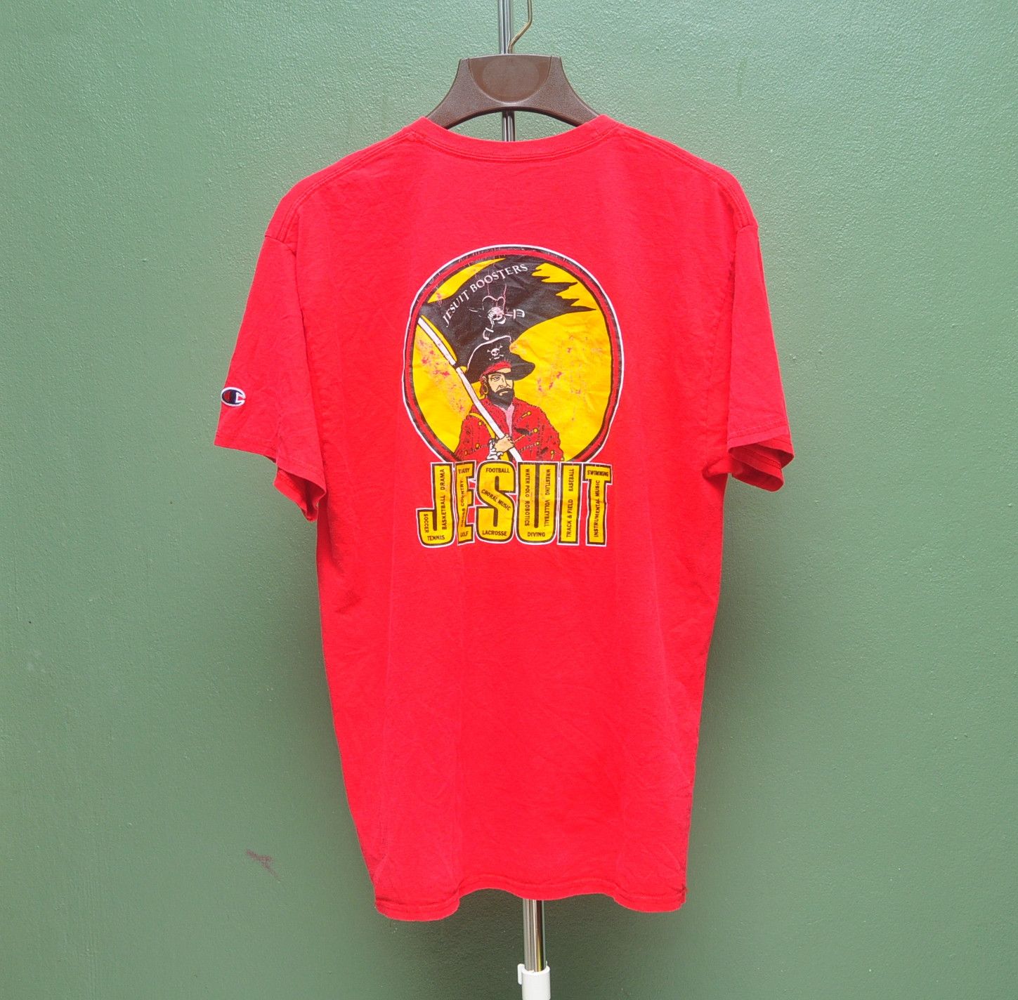 Champion × Designer × Japanese Brand Vintage Champion X Jesuit Booster Red Shirt Size US L / EU 52-54 / 3 - 1 Thumbnail
