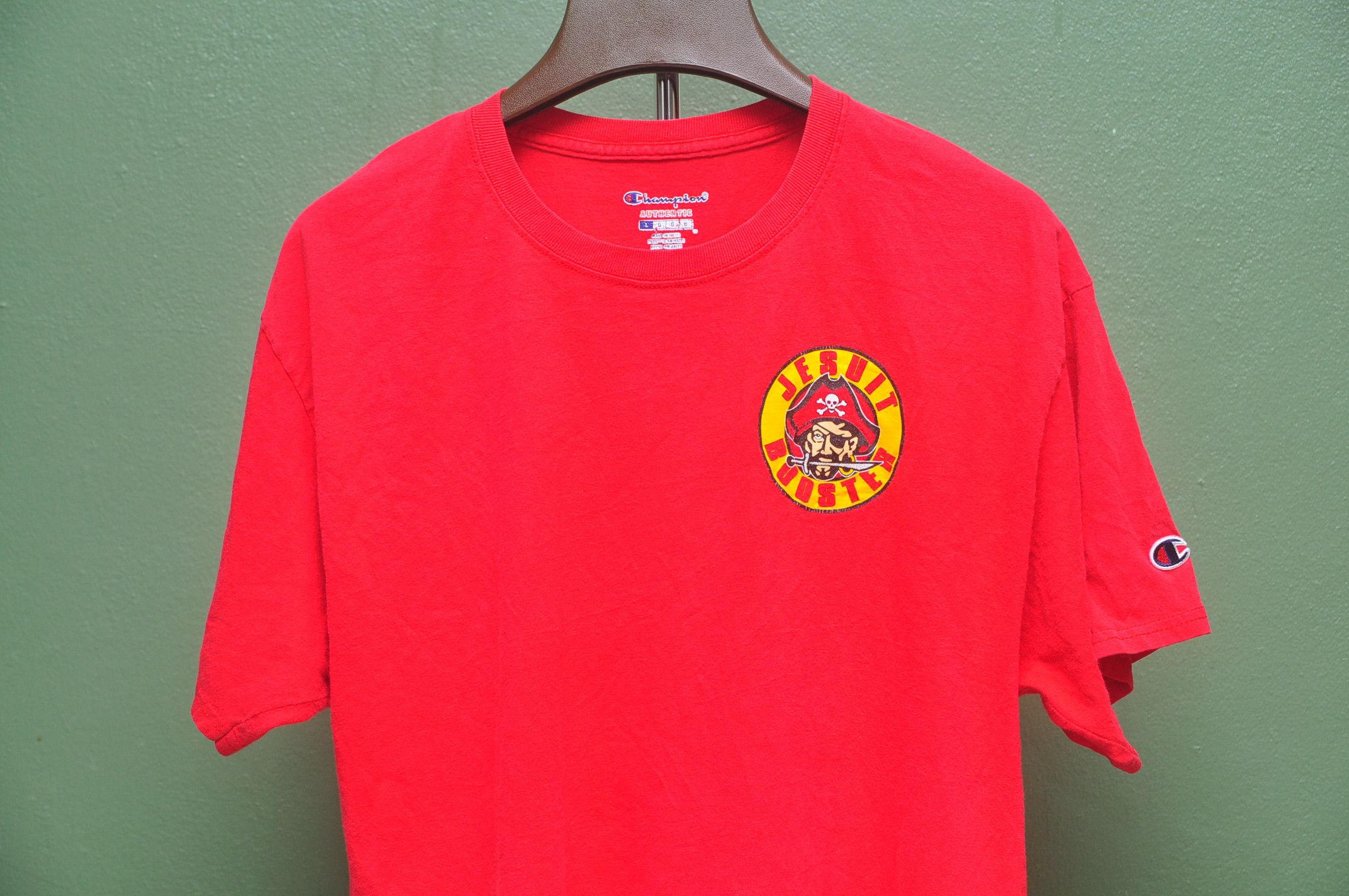 Champion × Designer × Japanese Brand Vintage Champion X Jesuit Booster Red Shirt Size US L / EU 52-54 / 3 - 5 Thumbnail