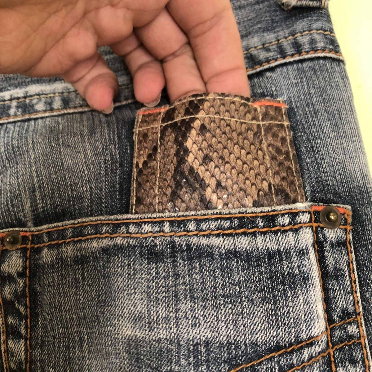 Japanese Brand Distressed Denim Semantic With Snake Pocket Size US 34 / EU 50 - 12 Thumbnail