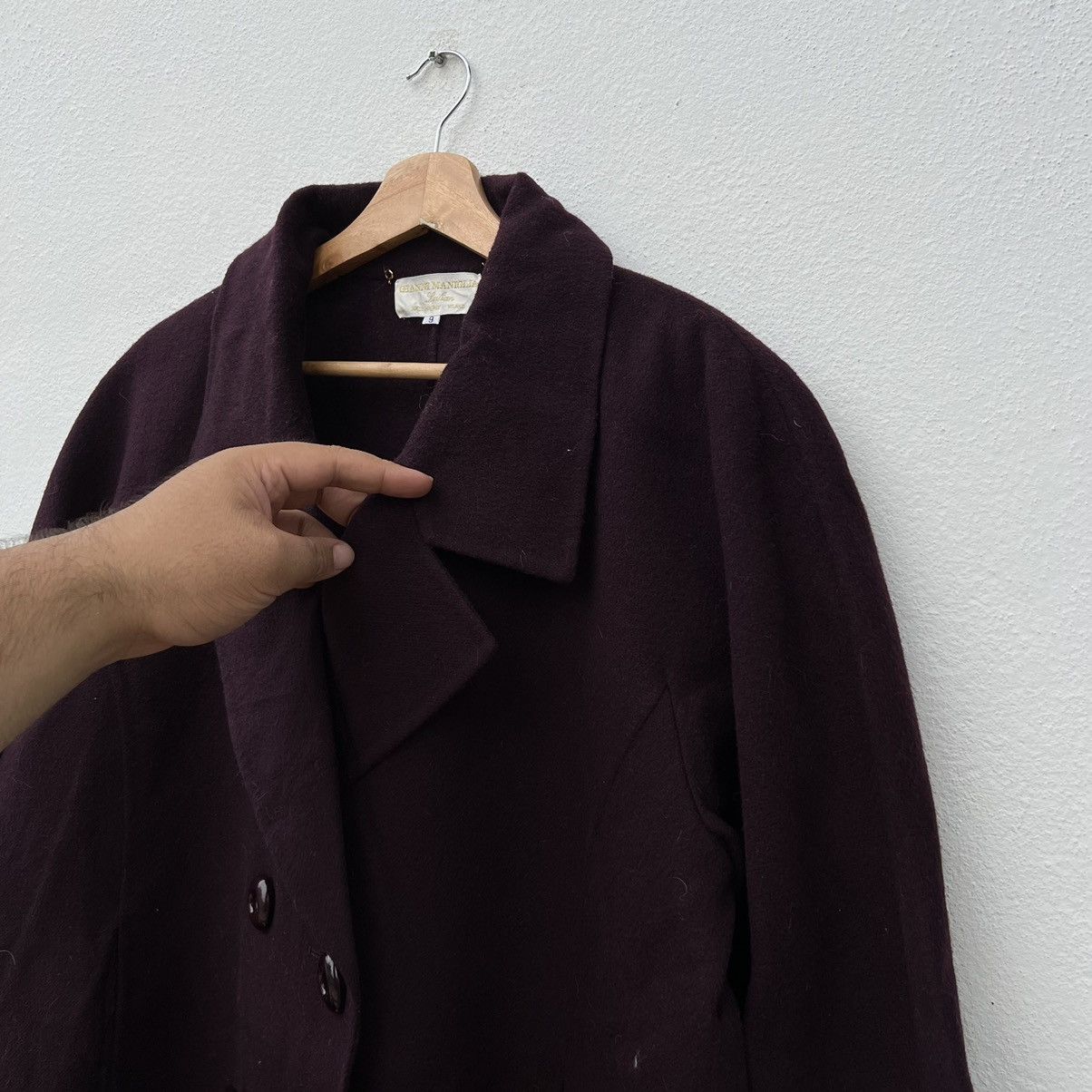 Designer WOOL LONG JACKET AGNONALANERIEGIANNI MANIGLIA MADE IN ITALY Size US L / EU 52-54 / 3 - 5 Thumbnail