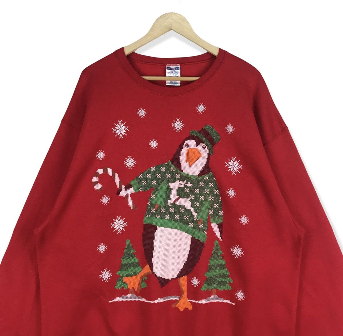 Vintage Vintage 90s Penguin Chrismas Sweatshirt Size US XL / EU 56 / 4 - 2 Thumbnail