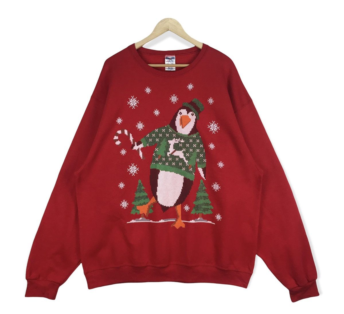 Vintage Vintage 90s Penguin Chrismas Sweatshirt Size US XL / EU 56 / 4 - 1 Thumbnail