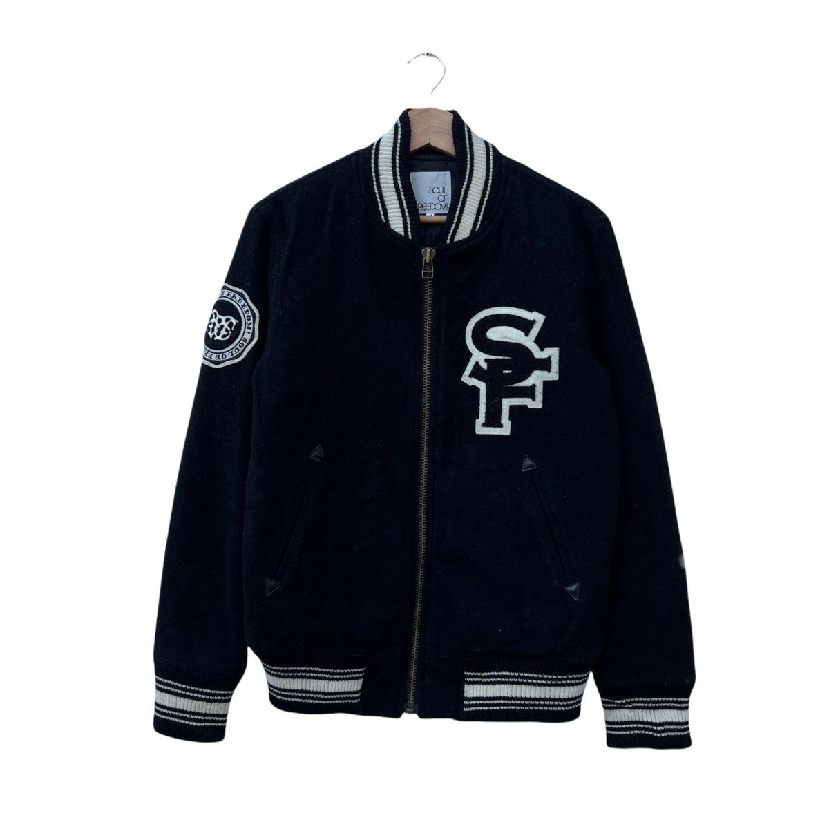 Japanese Brand RARE VARSITY JACKET SOUL OF FREEDOM BIG LOGO WOOL Size US M / EU 48-50 / 2 - 1 Thumbnail