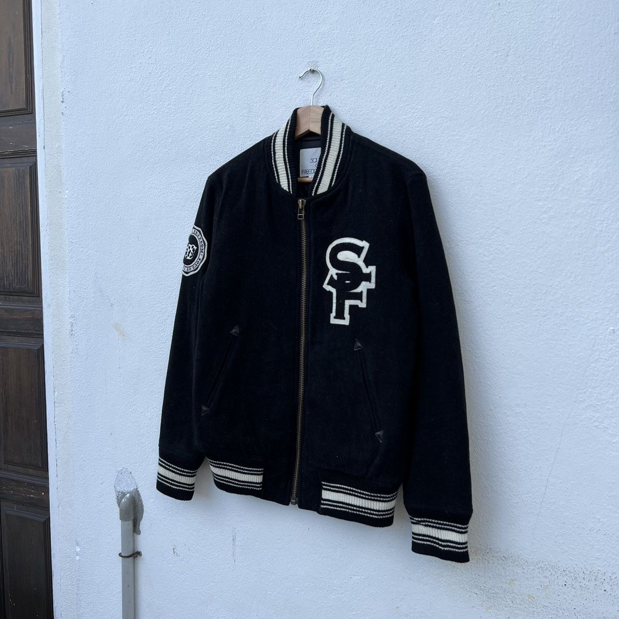 Japanese Brand RARE VARSITY JACKET SOUL OF FREEDOM BIG LOGO WOOL Size US M / EU 48-50 / 2 - 3 Thumbnail