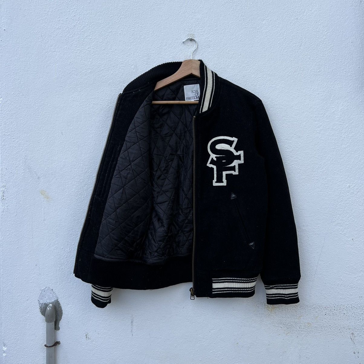 Japanese Brand RARE VARSITY JACKET SOUL OF FREEDOM BIG LOGO WOOL Size US M / EU 48-50 / 2 - 14 Thumbnail