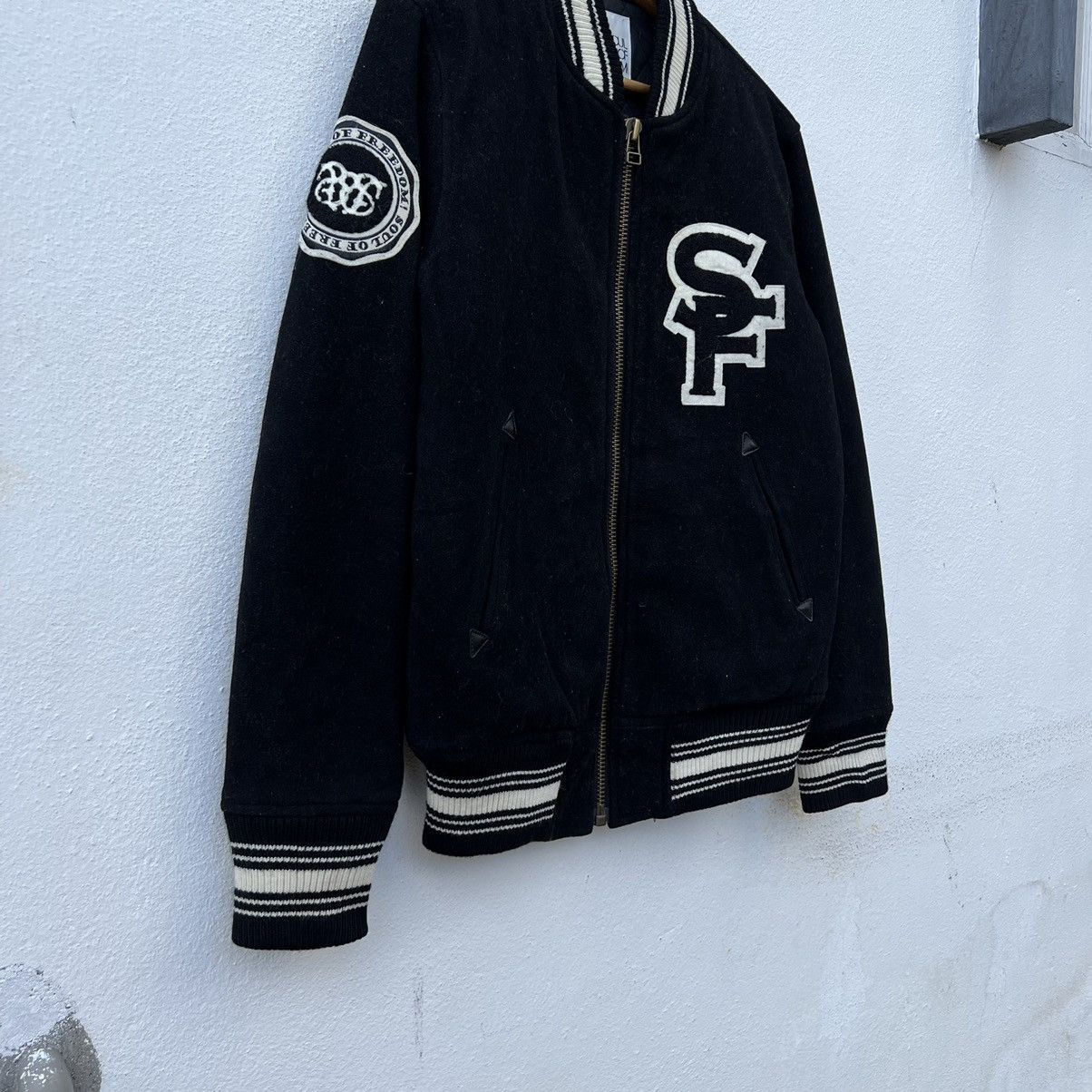 Japanese Brand RARE VARSITY JACKET SOUL OF FREEDOM BIG LOGO WOOL Size US M / EU 48-50 / 2 - 4 Thumbnail