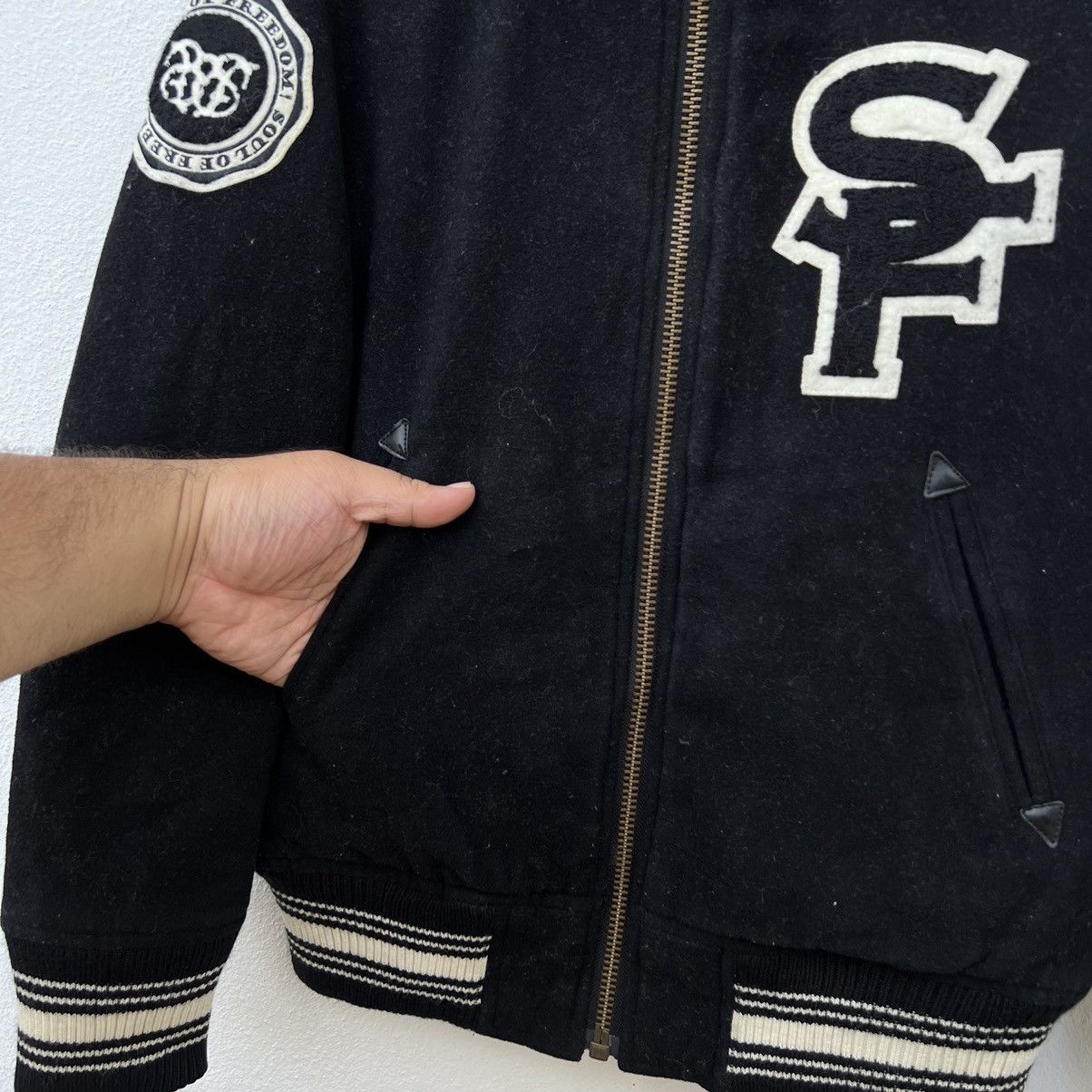 Japanese Brand RARE VARSITY JACKET SOUL OF FREEDOM BIG LOGO WOOL Size US M / EU 48-50 / 2 - 10 Thumbnail