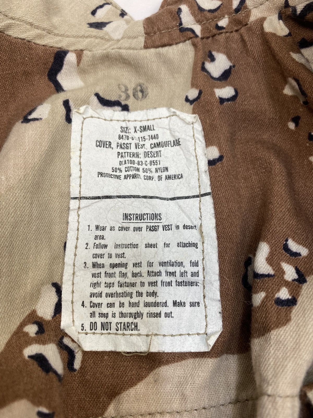 Vintage Vintage US Army Desert Storm PASGT Flak Vest Cover Size US XS / EU 42 / 0 - 9 Thumbnail