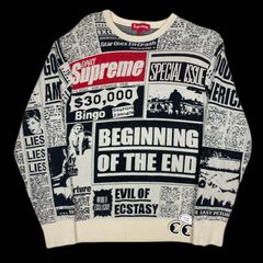 Supreme Newsprint Sweater | Grailed