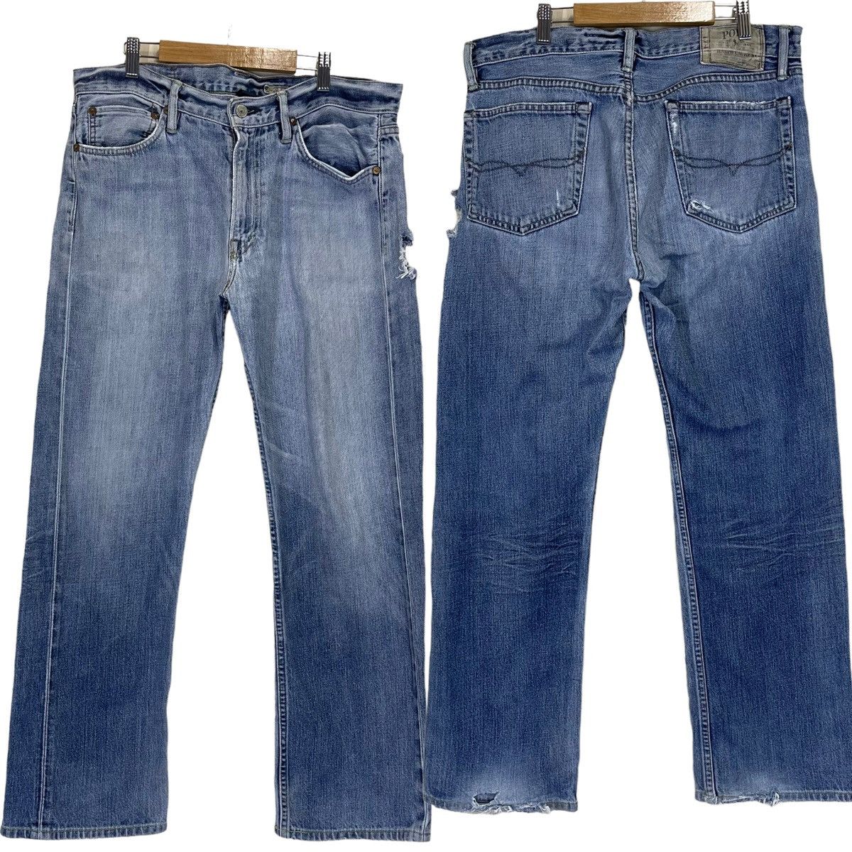 Polo Ralph Lauren 90s Polo Ralph Lauren Distressed Light Blue Wash Denim Size US 34 / EU 50 - 1 Thumbnail