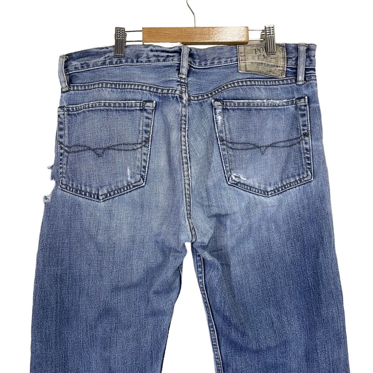 Polo Ralph Lauren 90s Polo Ralph Lauren Distressed Light Blue Wash Denim Size US 34 / EU 50 - 6 Thumbnail